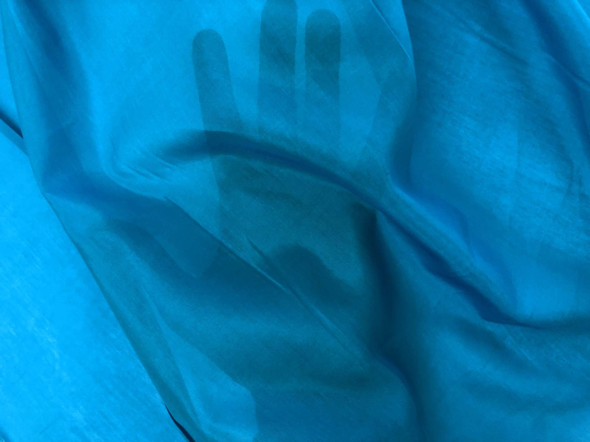 Silk Cotton Voile in Caribbean Blue