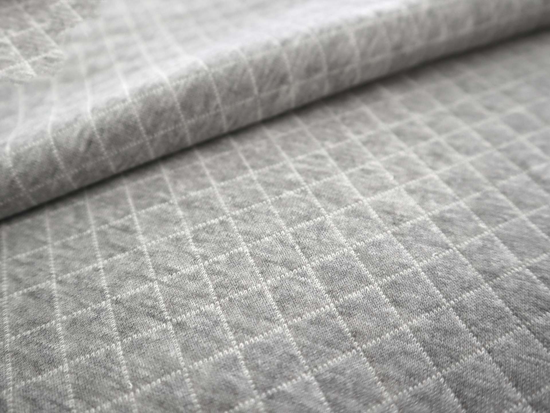 Cotton Doubleface Quilted Knit in Heather Grey