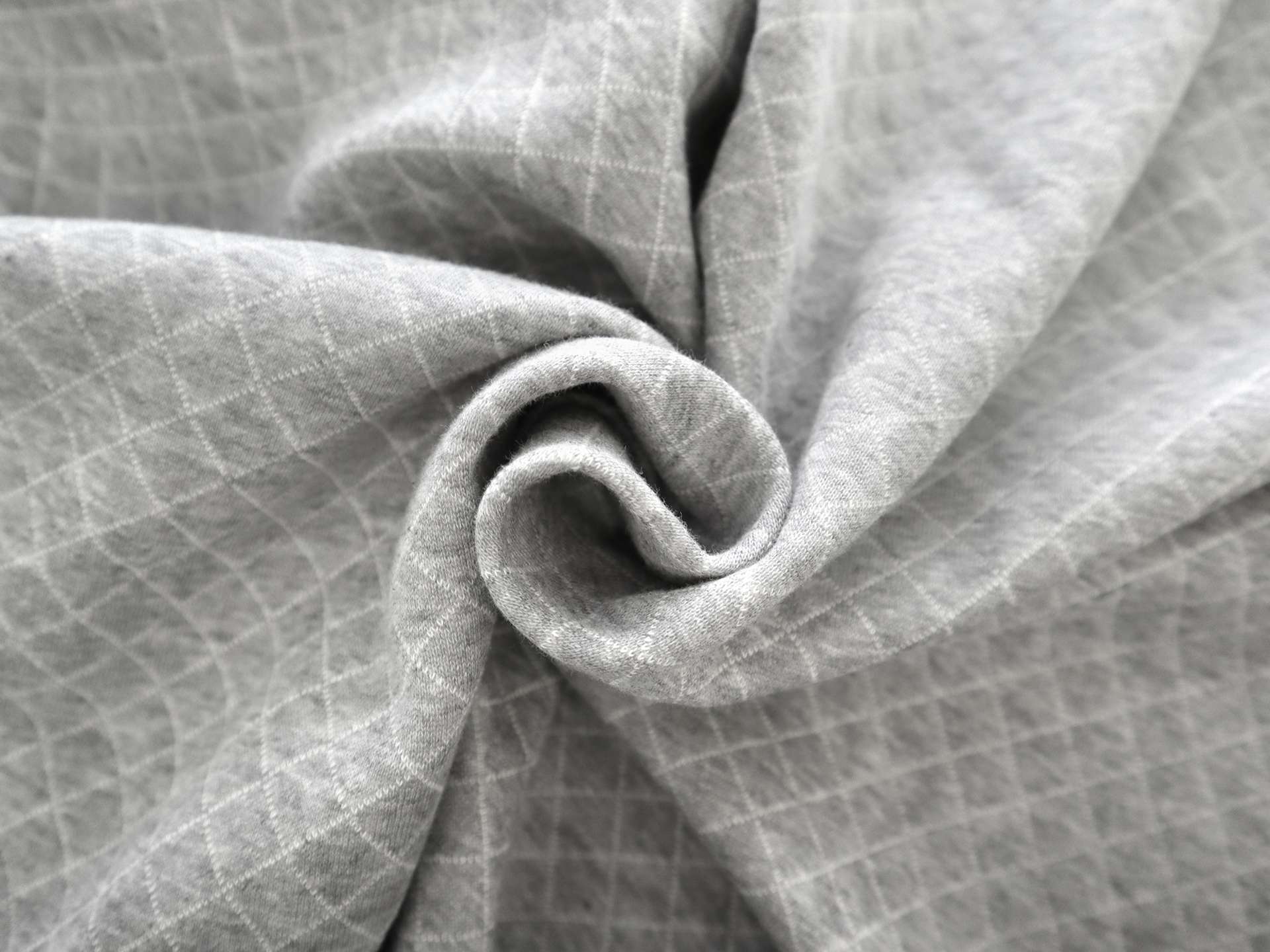 Cotton Doubleface Quilted Knit in Heather Grey