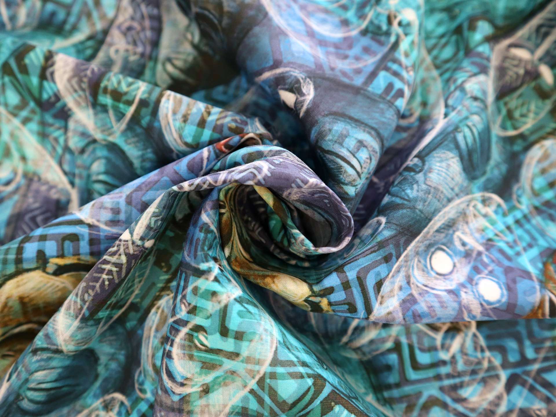 Cotton Broadcloth Tribal Masks Print