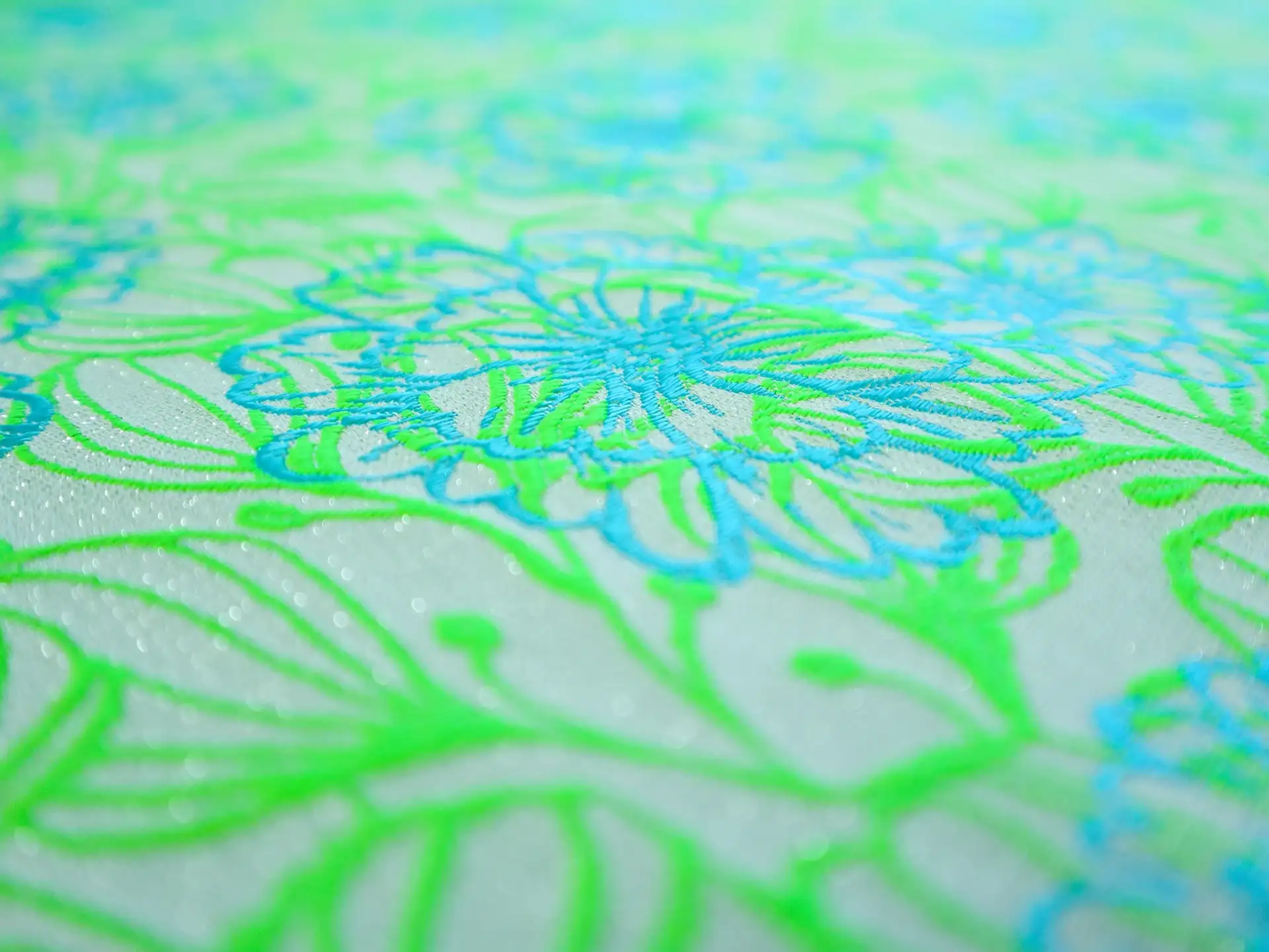 Cotton and Acetate Blend Metallic Brocade with Neon Flowers