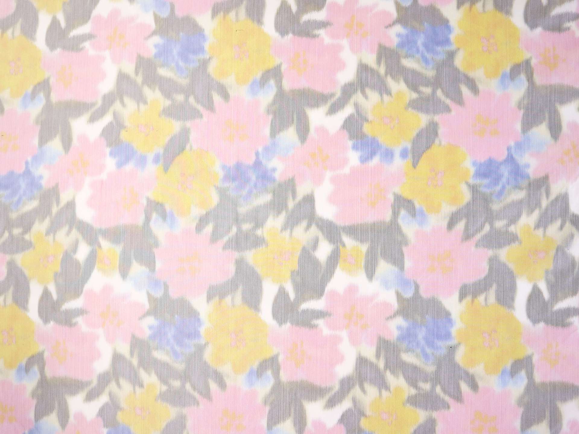 Warp Printed Silk Taffeta with Pastel Florals