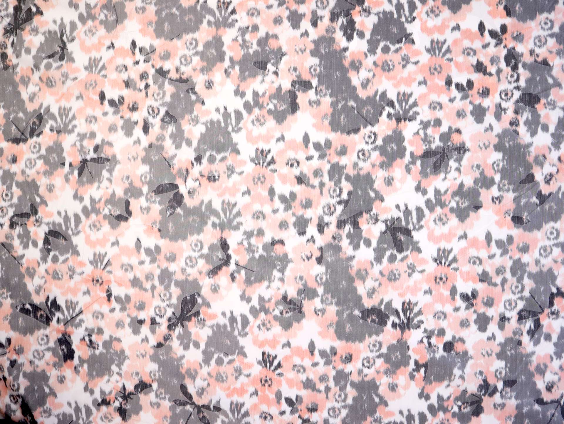 Warp Printed Silk Taffeta with Dragonfly Jacquard