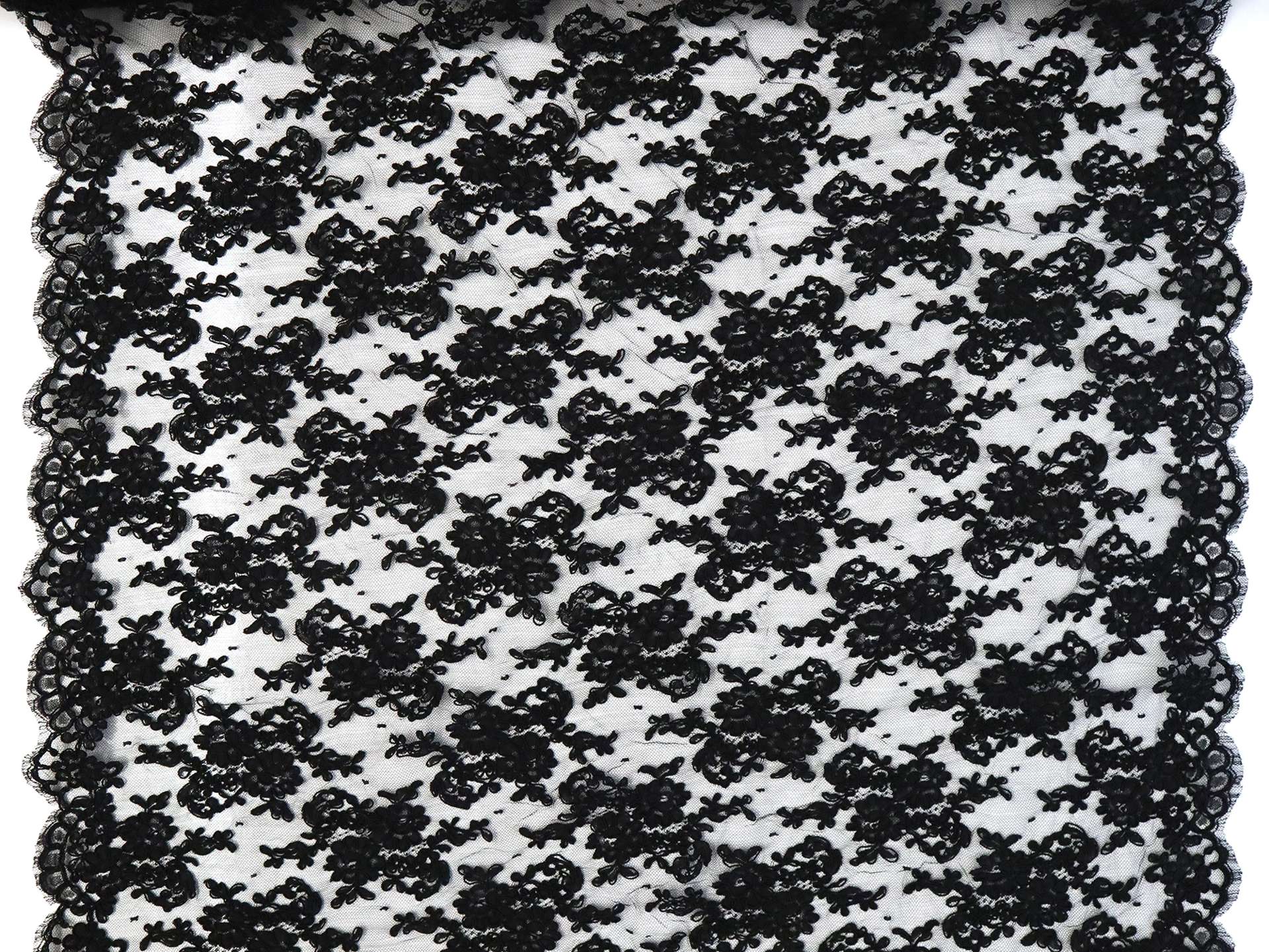 Alençon Lace with Florals in Black