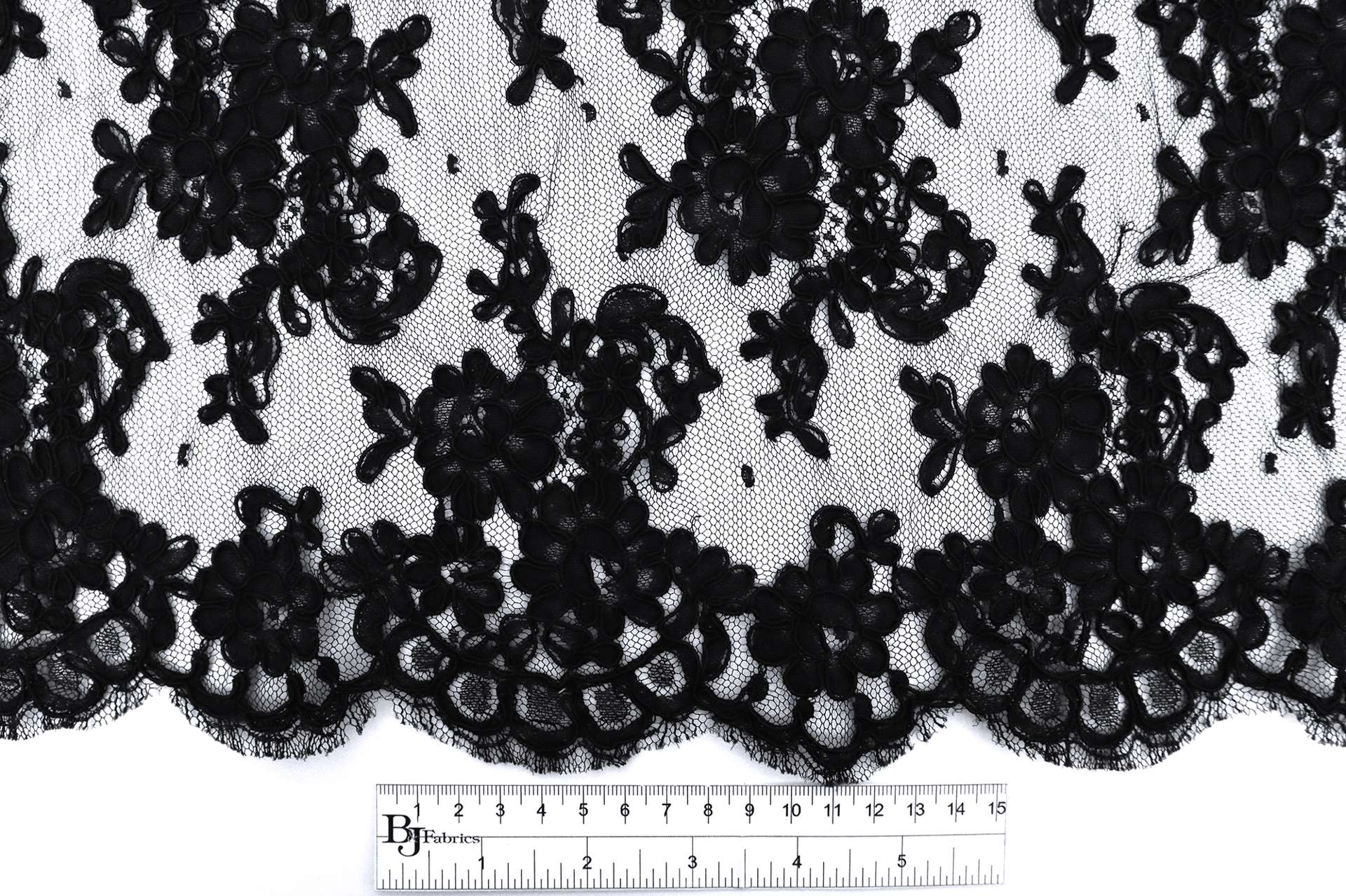 Alençon Lace with Florals in Black
