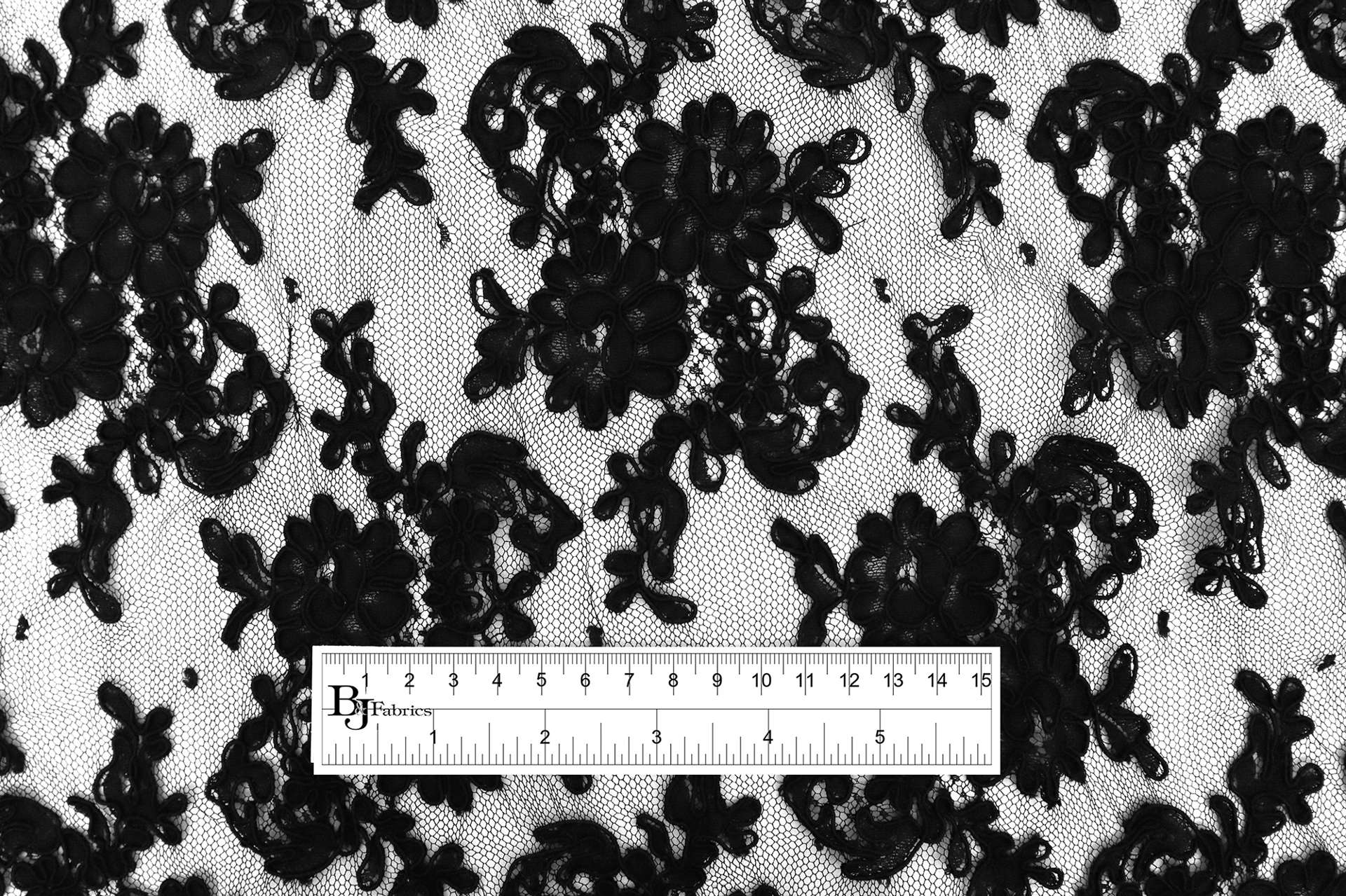 Alençon Lace with Florals in Black