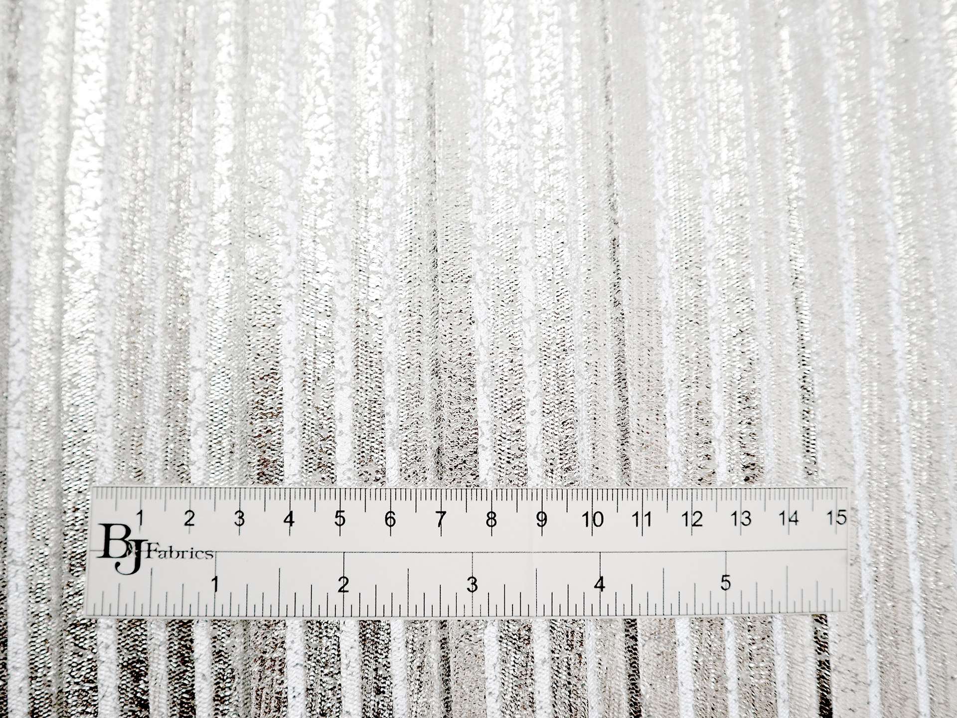 Pleated Tulle with Silver Foil on White