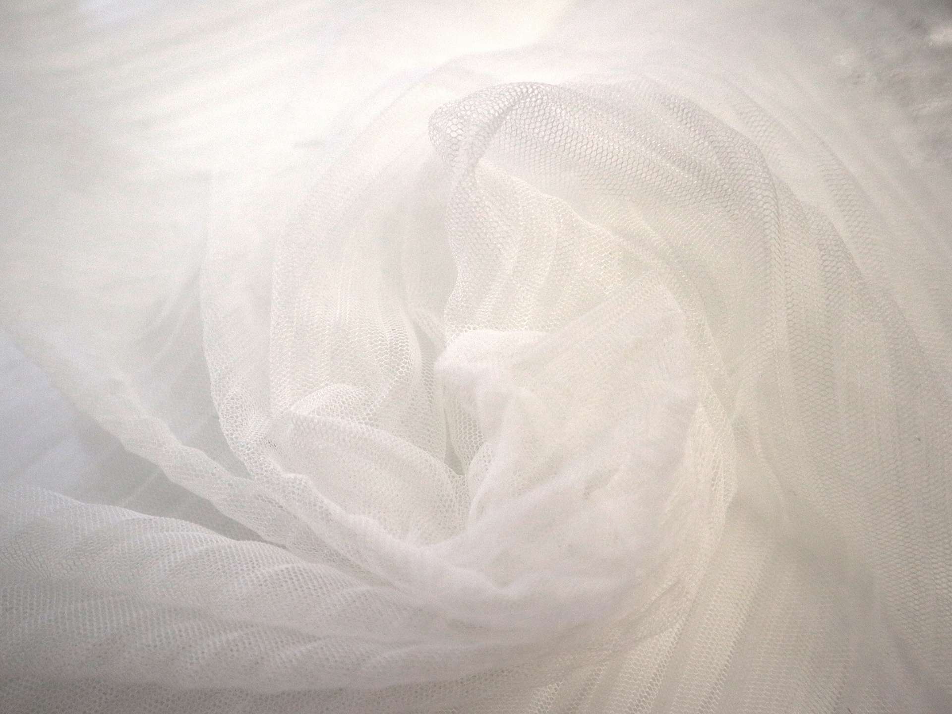 Pleated Tulle with Silver Foil on White