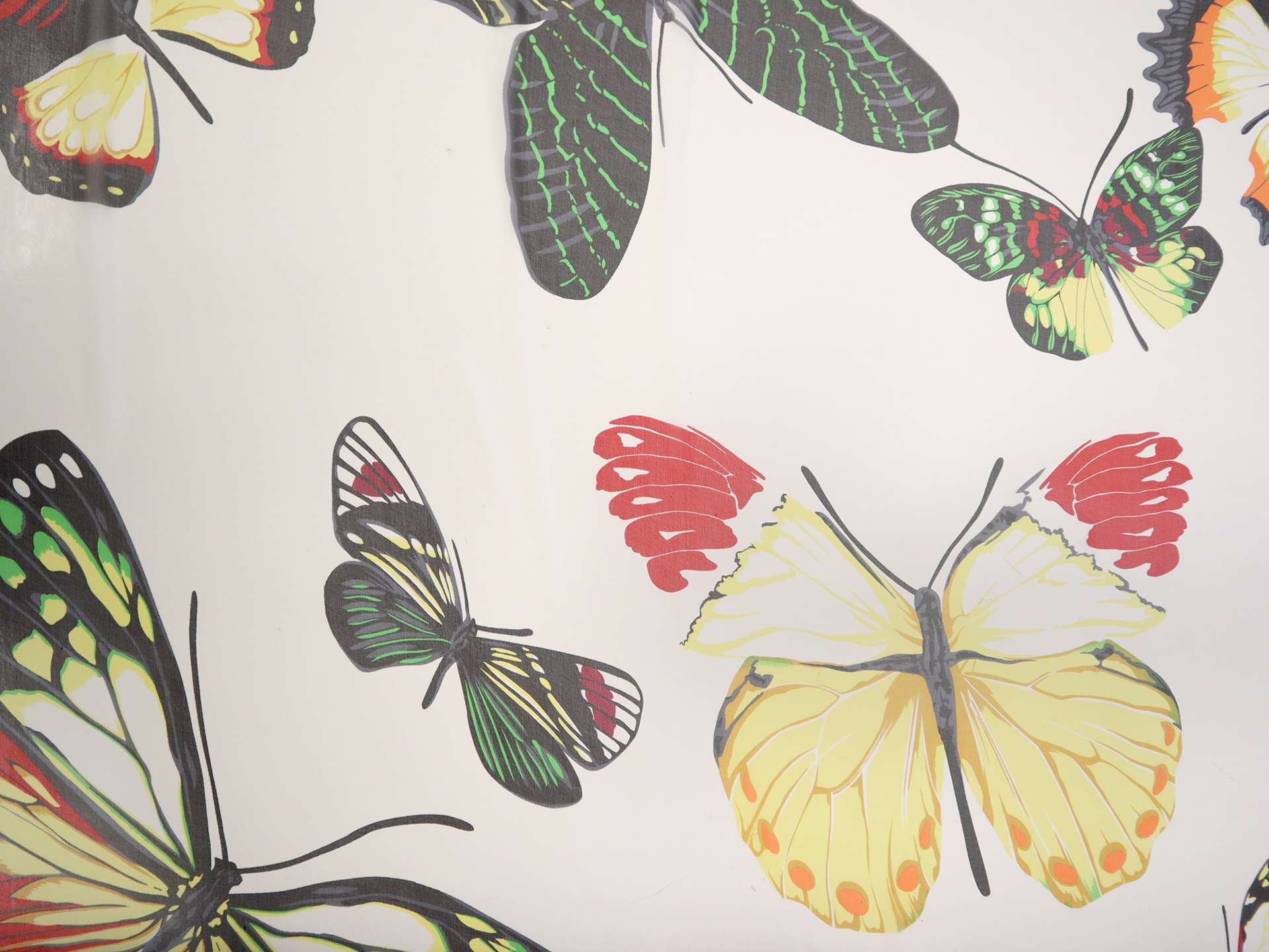 Printed Silk Chiffon with Large Butterfly Pattern Animal Print On Beige Background