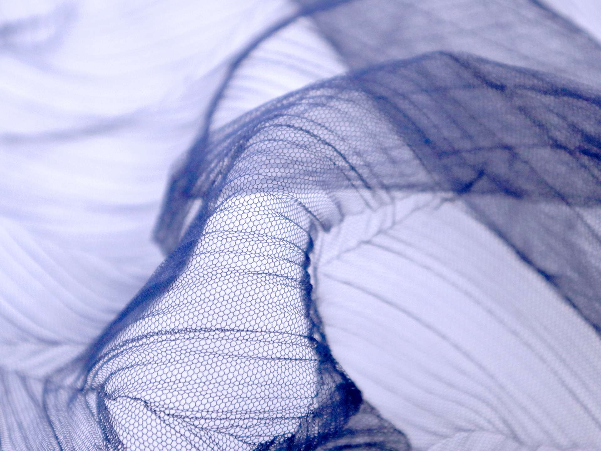 Crushed Polyester Tulle in Navy