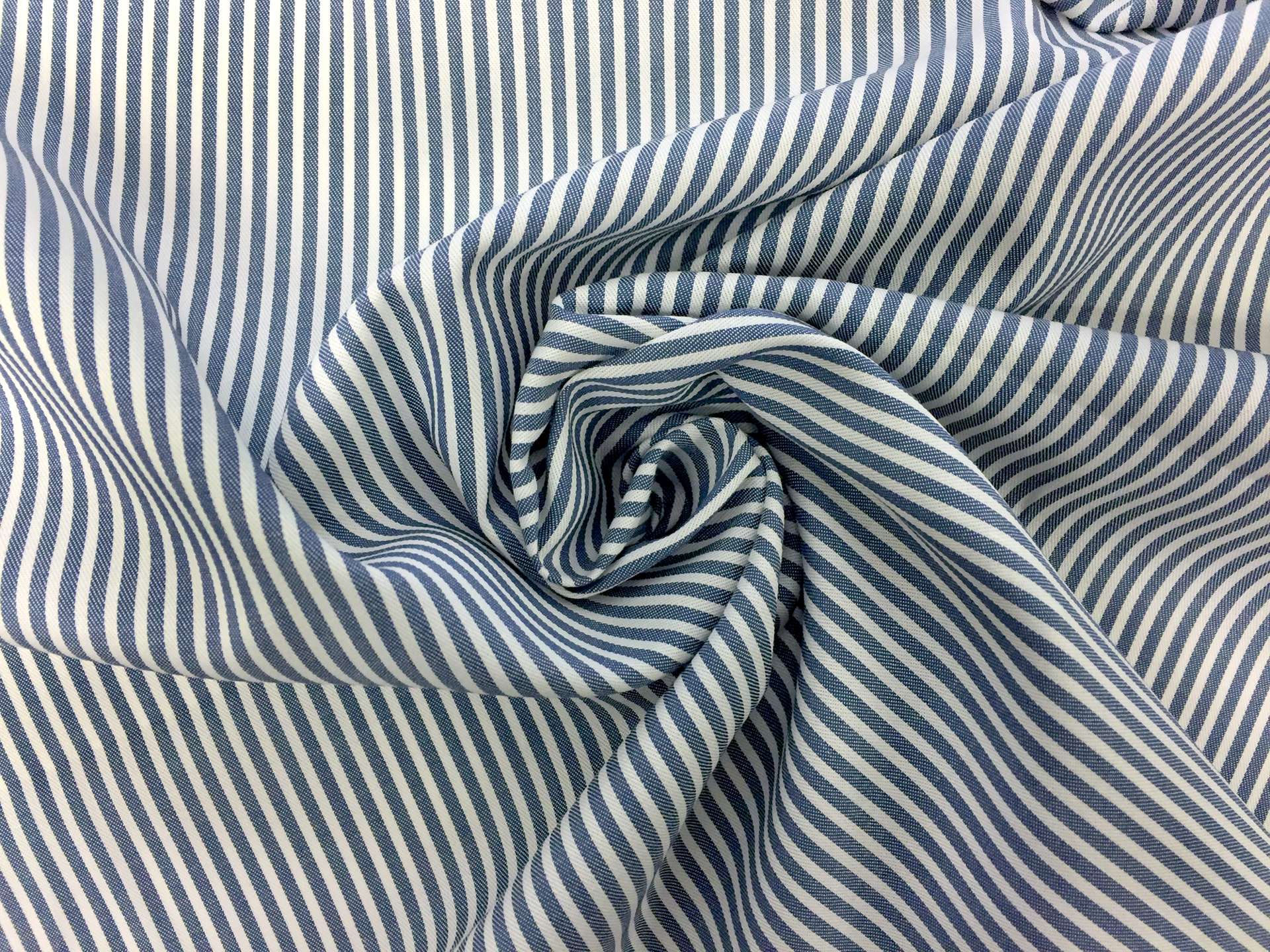 Imported Cotton Bengal Stripe in Dark Denim Blue