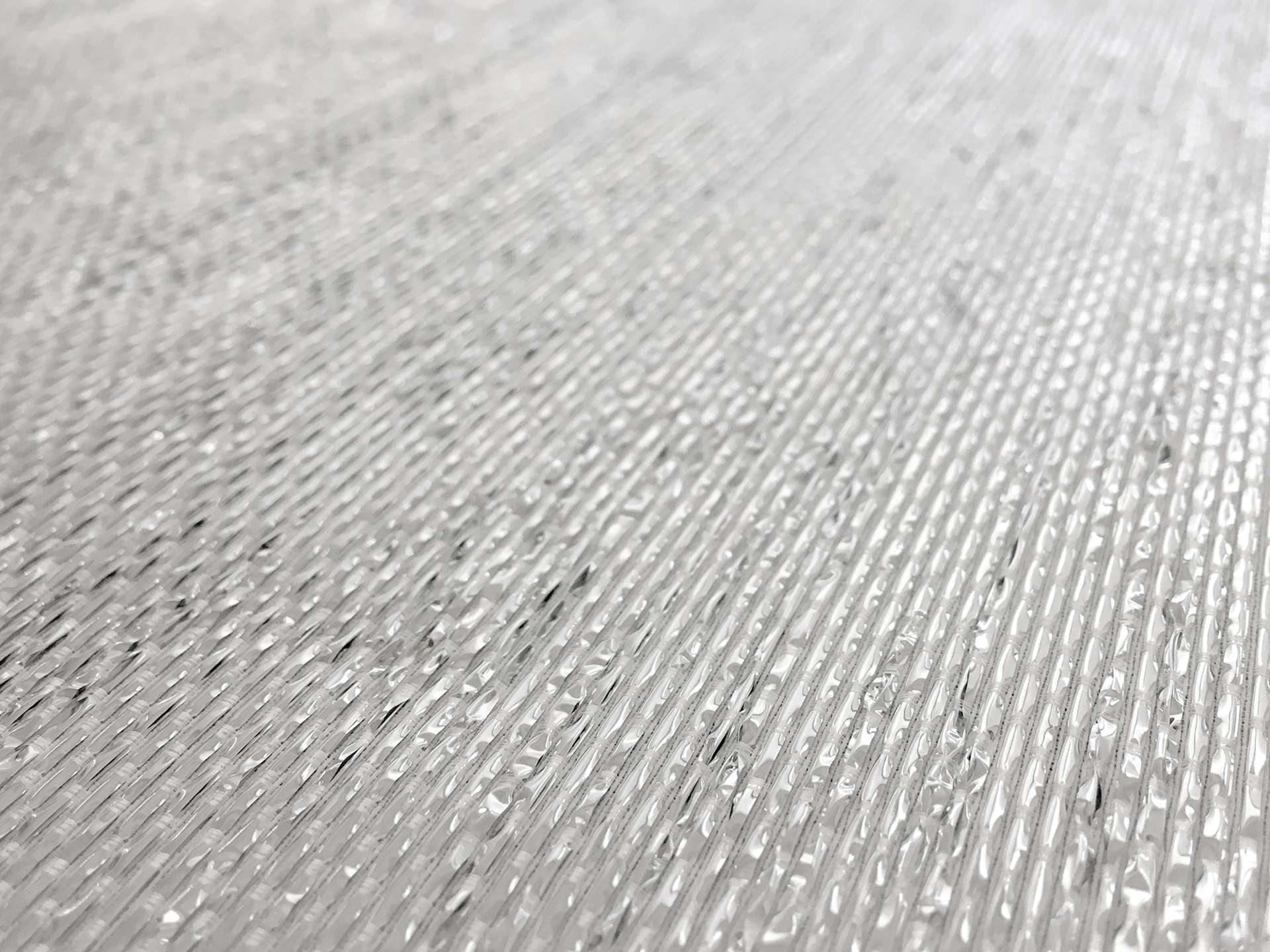 Cotton and Silk Blend Metallic Raffia in Silver and White