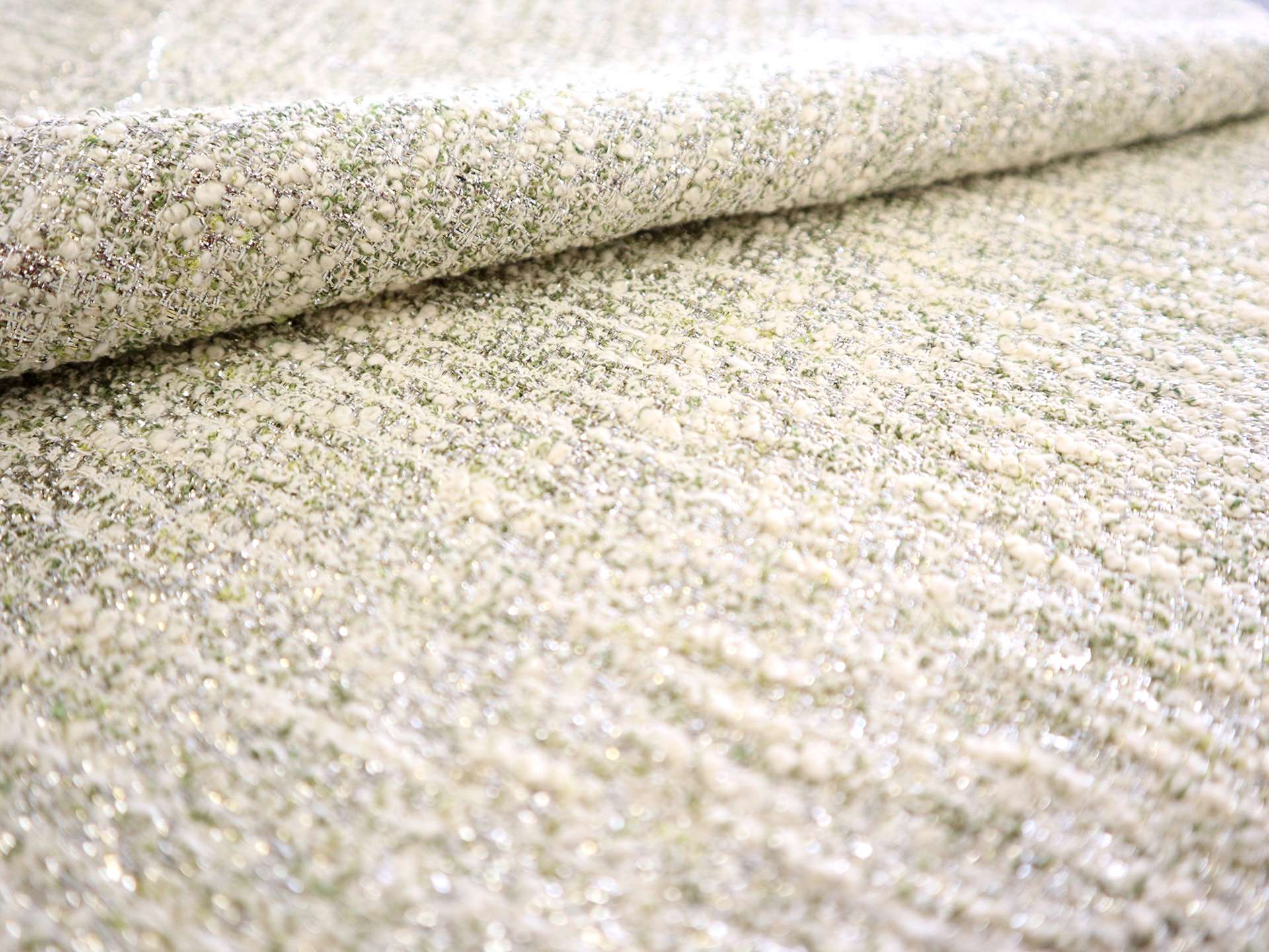 Metallic Tweed in Silver and Lime