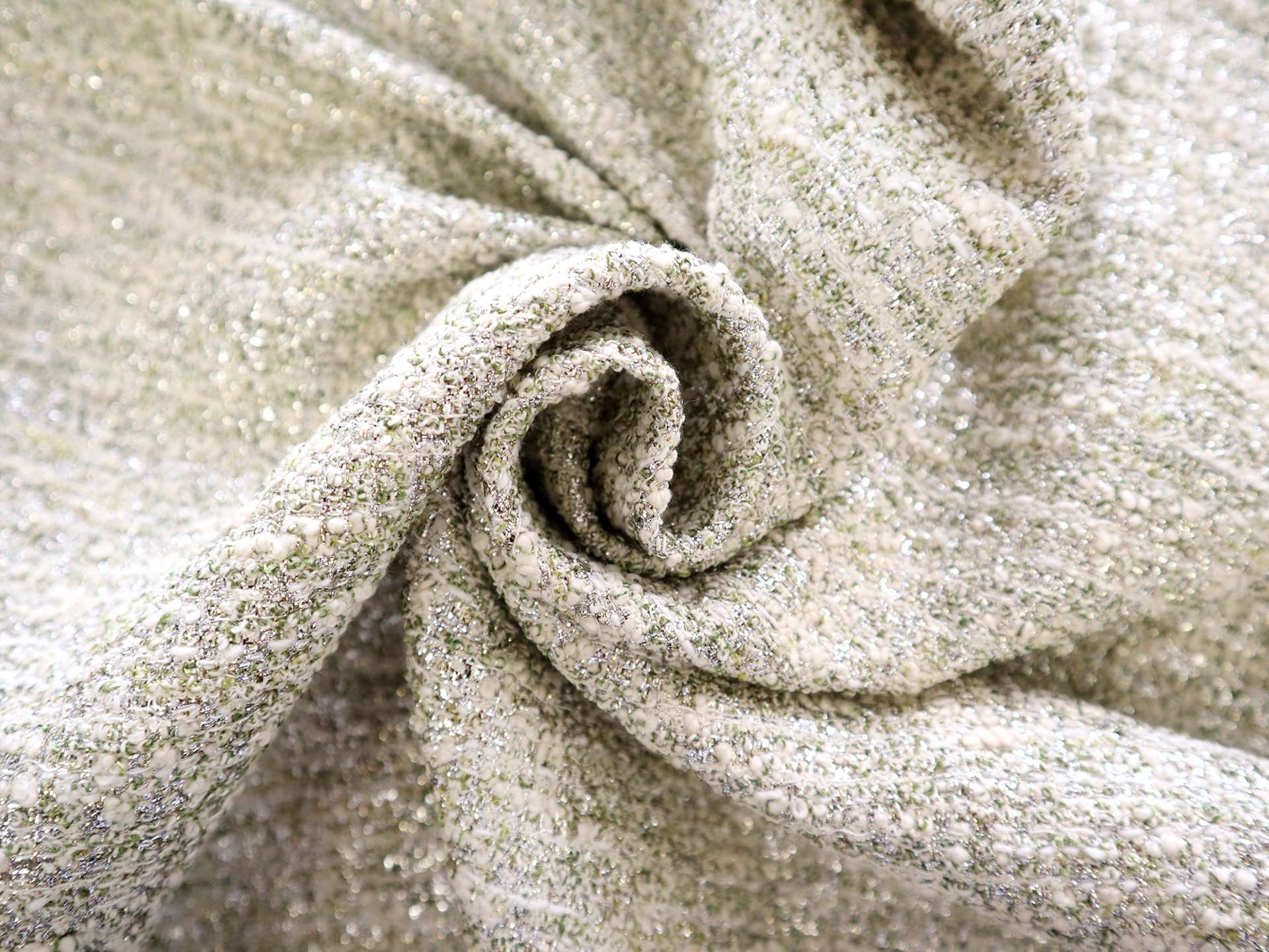 Metallic Tweed in Silver and Lime