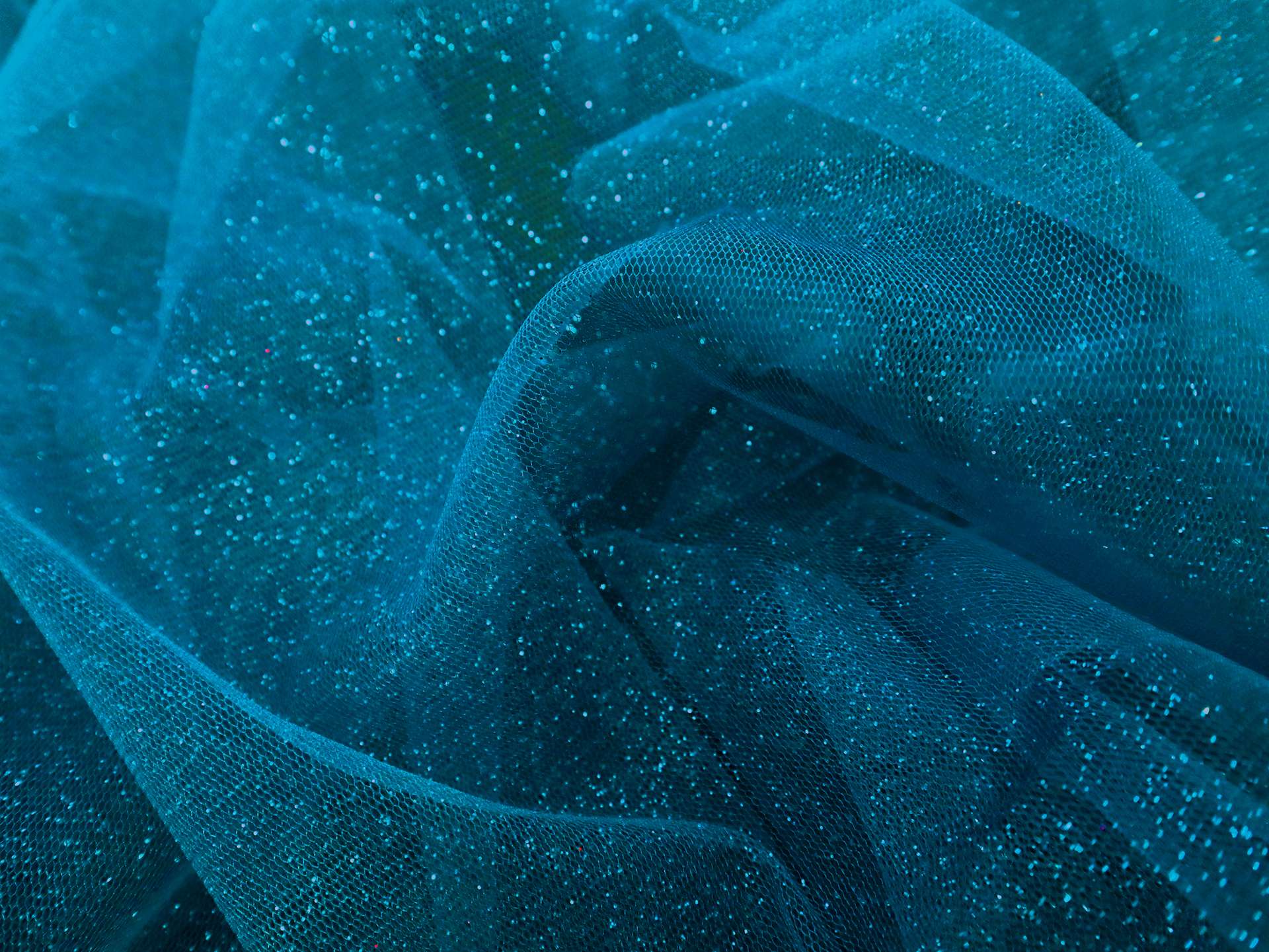 Glitter Tulle in Ming Blue 