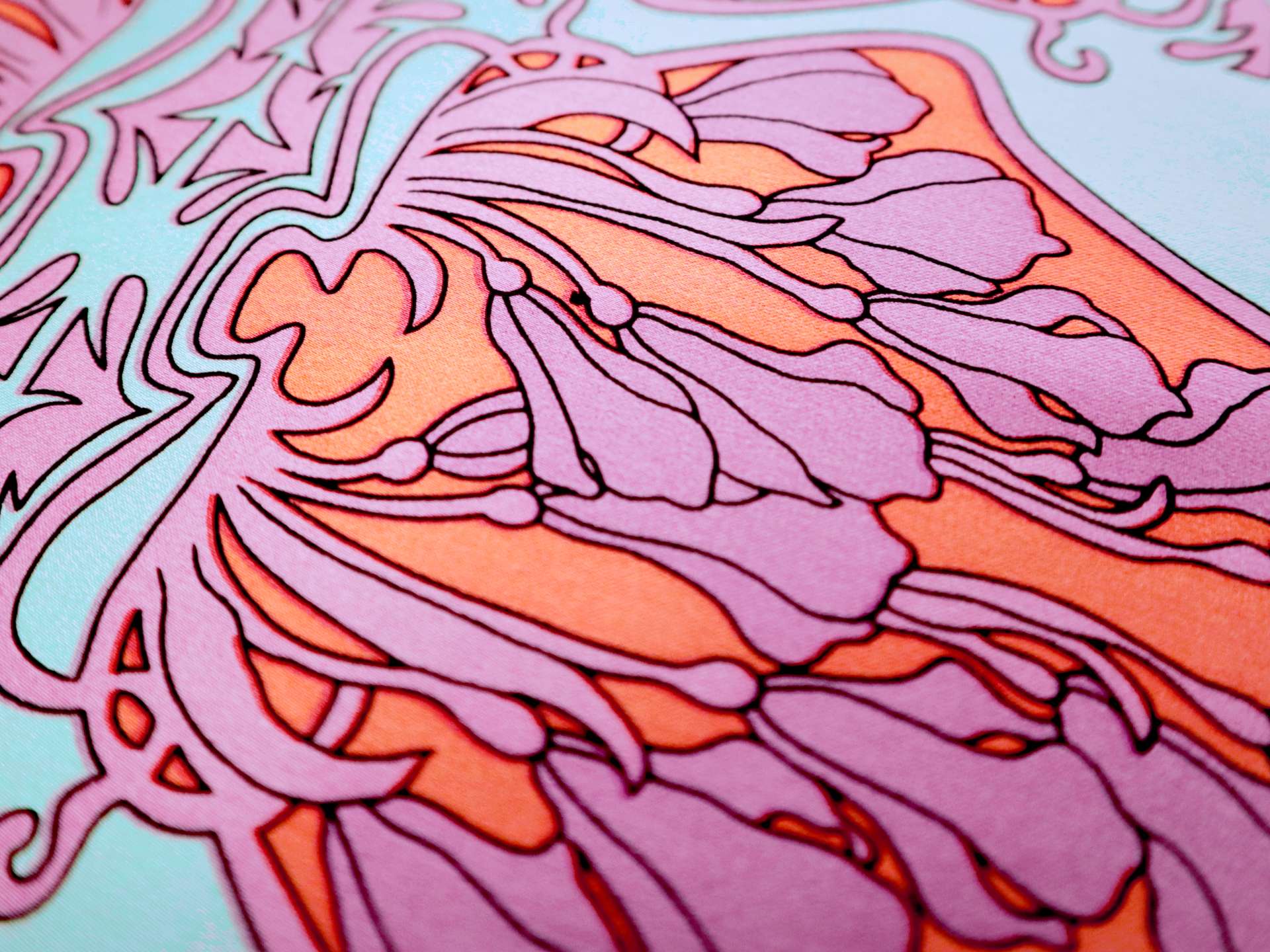 Printed Silk Charmeuse in Light Blue