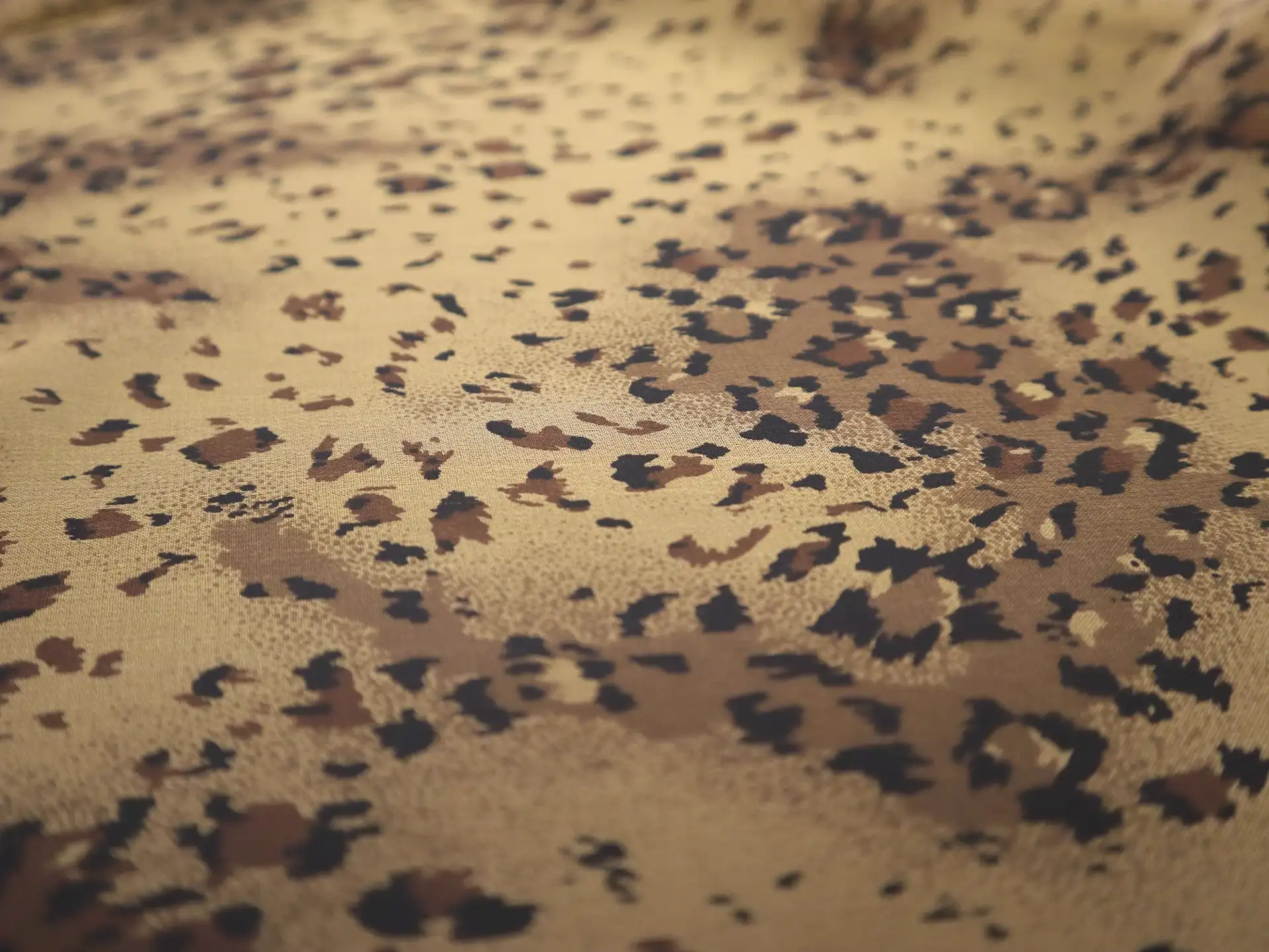 Printed Silk Chiffon with Leopard Spots Animal Print On Orange Background