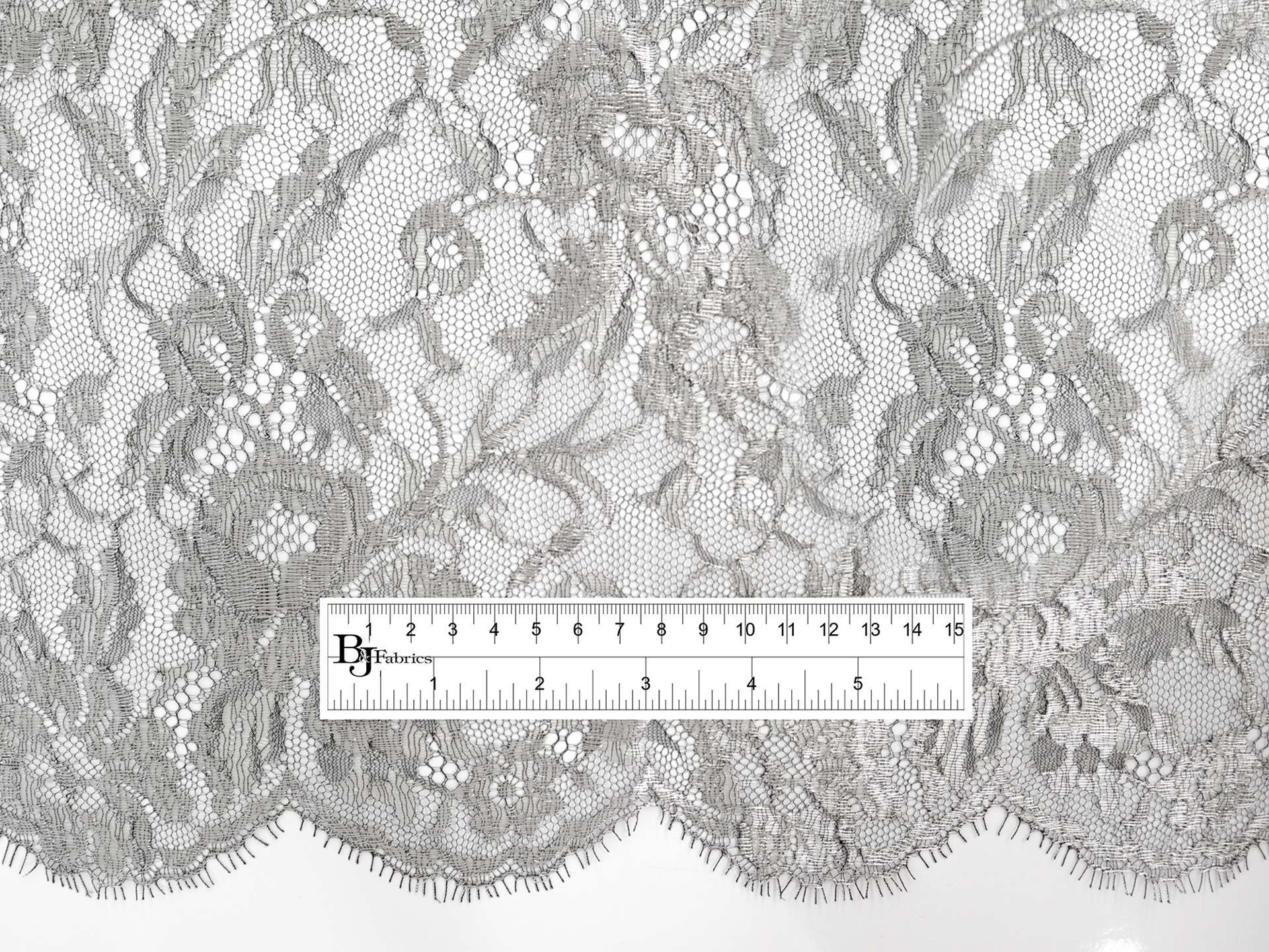 Metallic Floral Chantilly Lace in Silver & Black