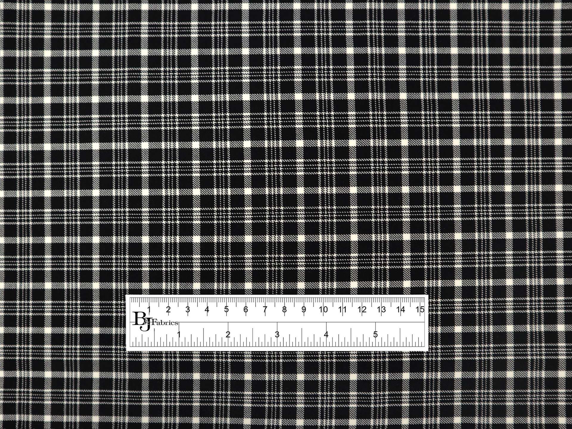 Italian Wool Blend Plaid Suiting in Black