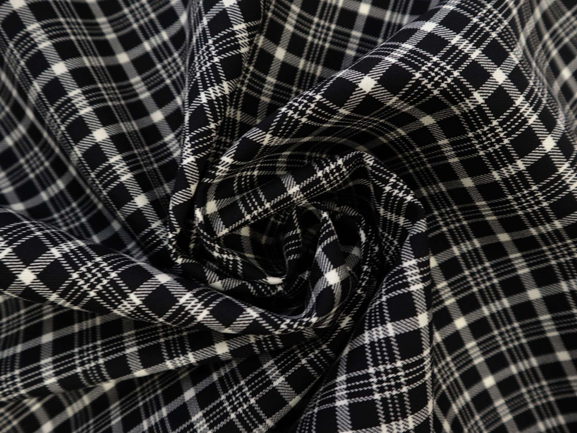 Italian Wool Blend Plaid Suiting in Black