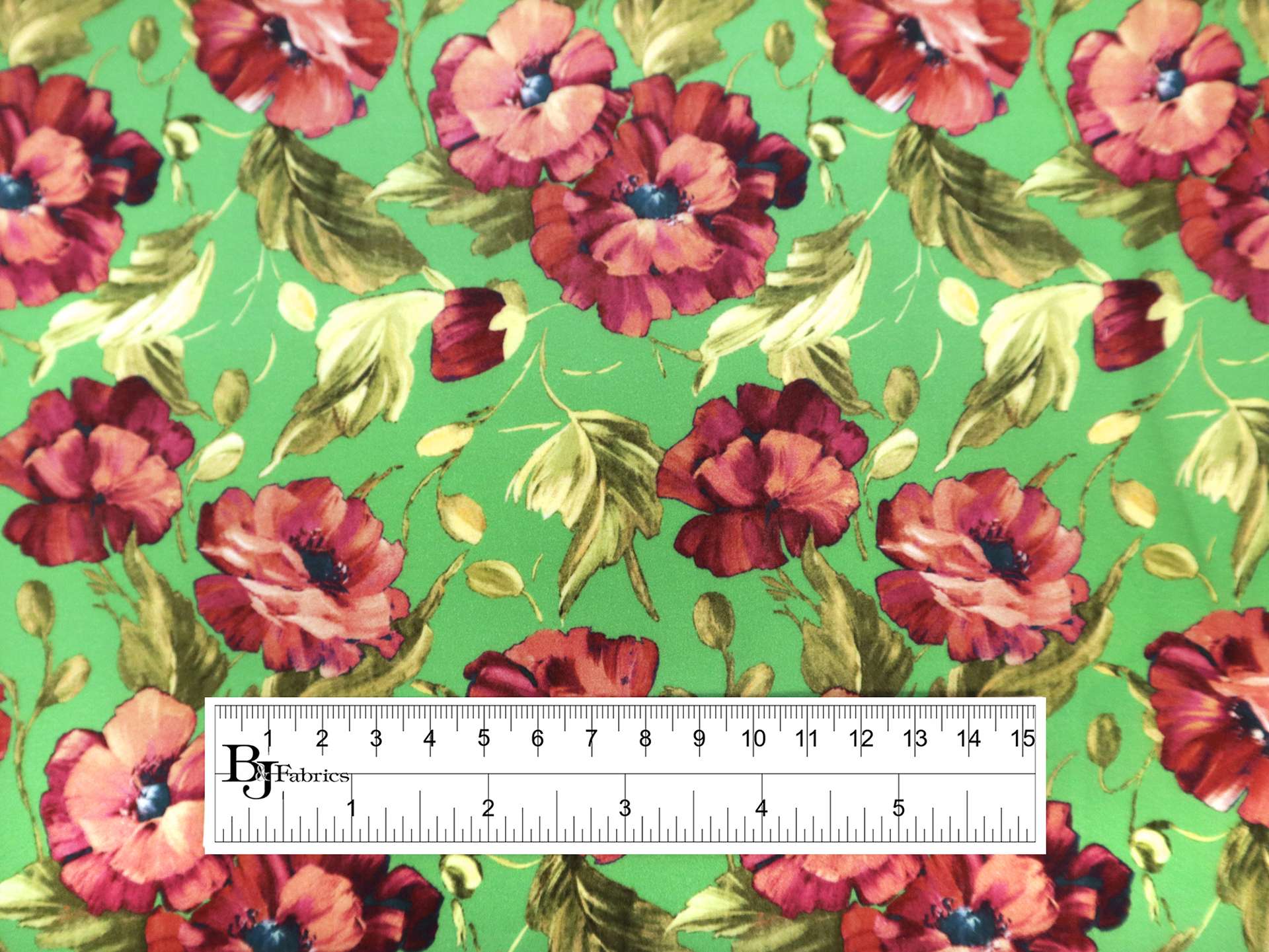Cotton Sateen Lawn Floral Poppies Print