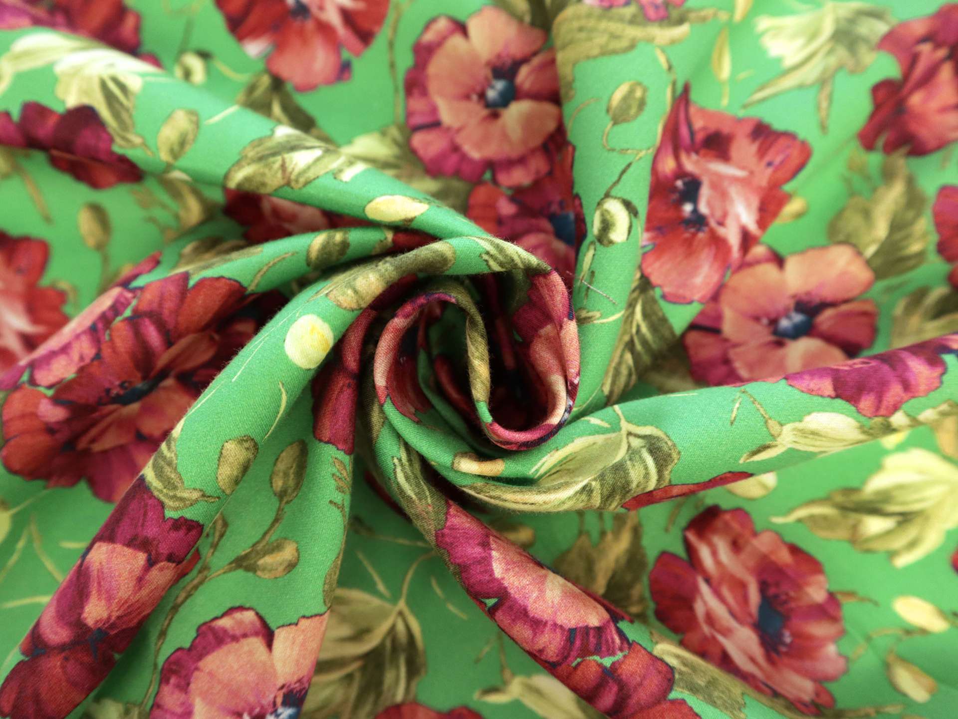 Cotton Sateen Lawn Floral Poppies Print