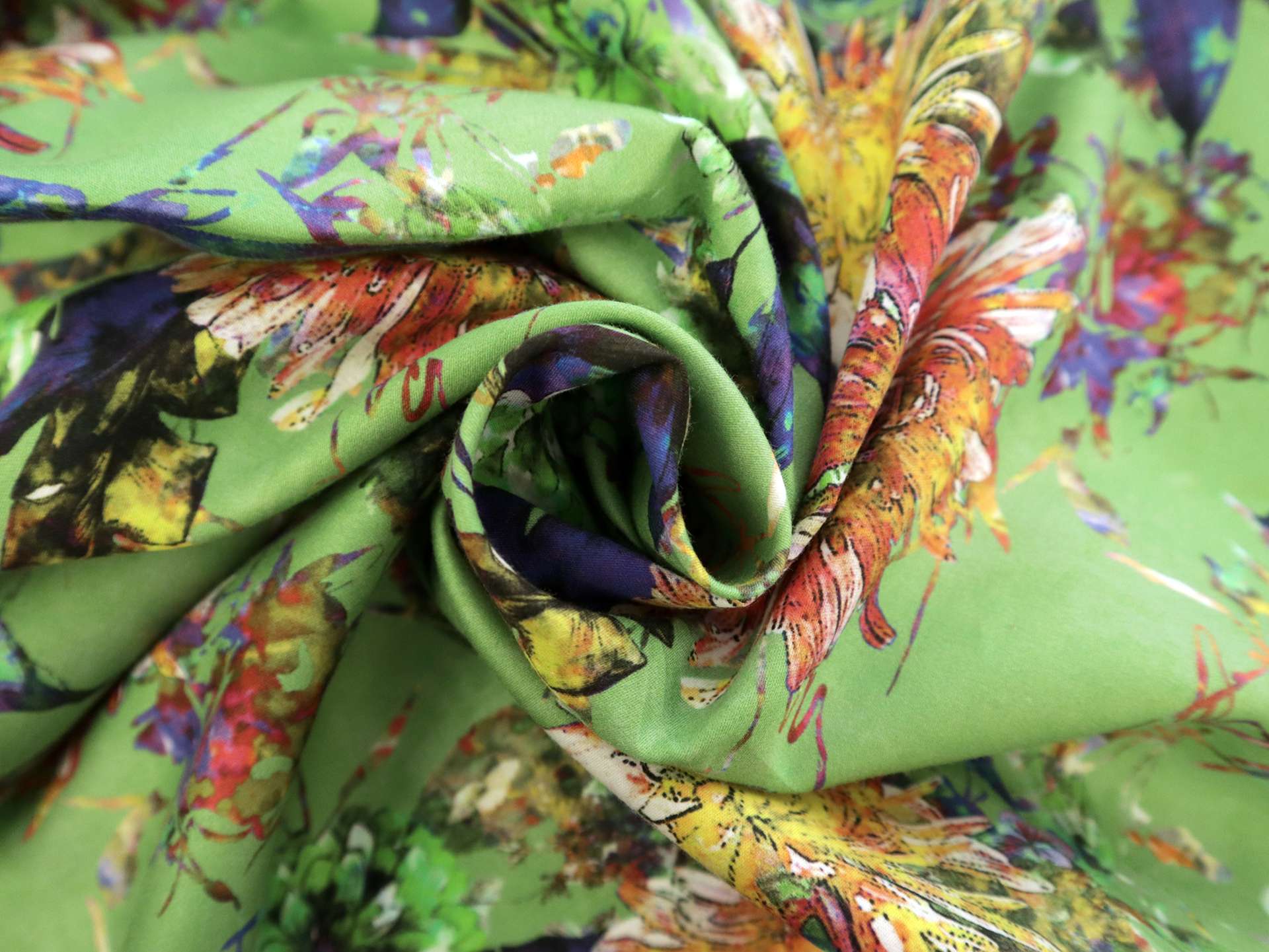 Cotton Sateen Lawn Tropical Floral Print