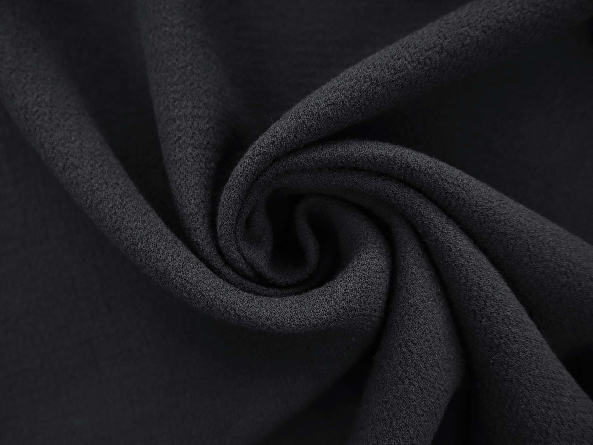 Wool Blend Double Crepe in Black