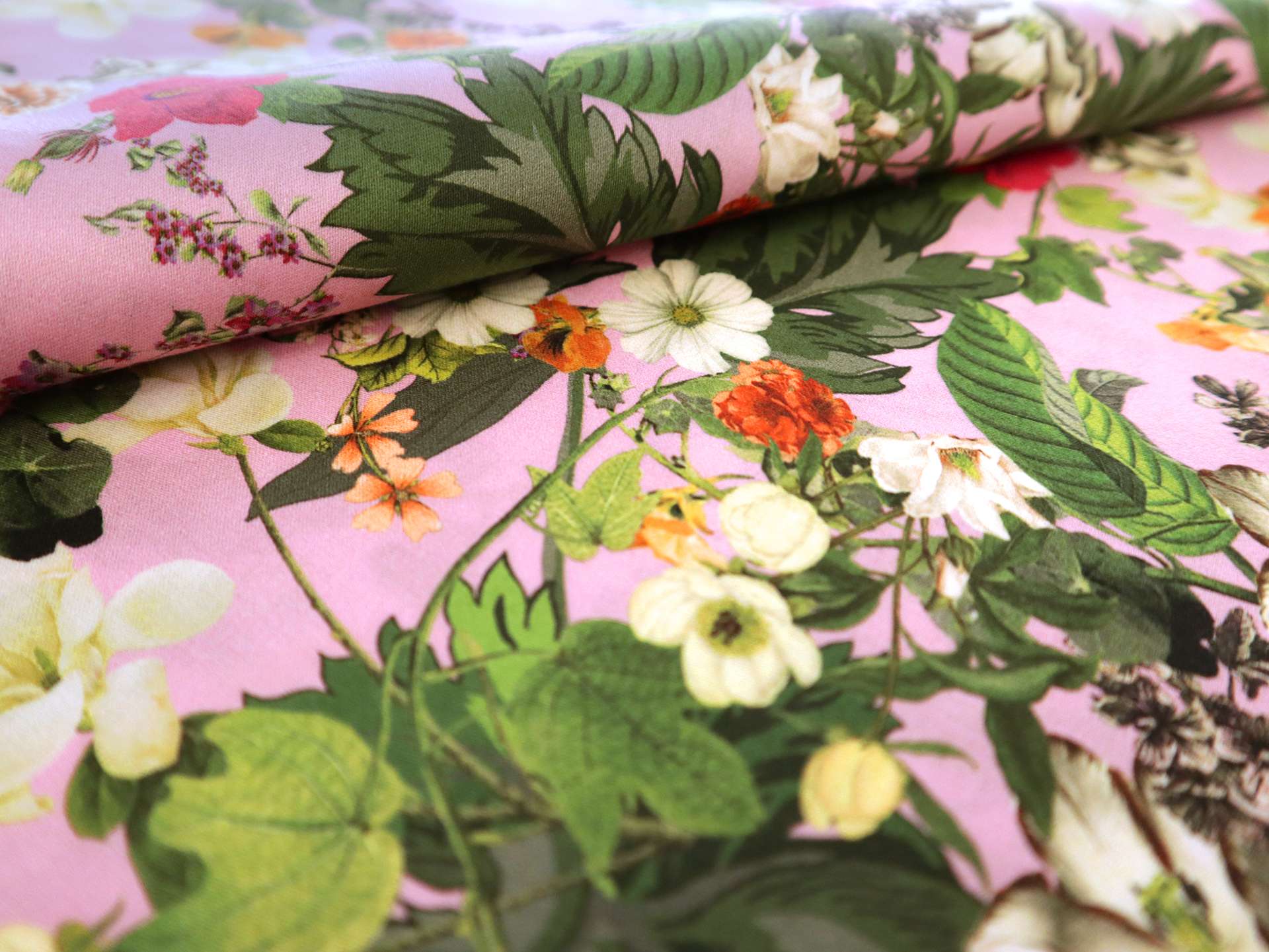 Cotton Sateen Lawn Tropical Floral Print 