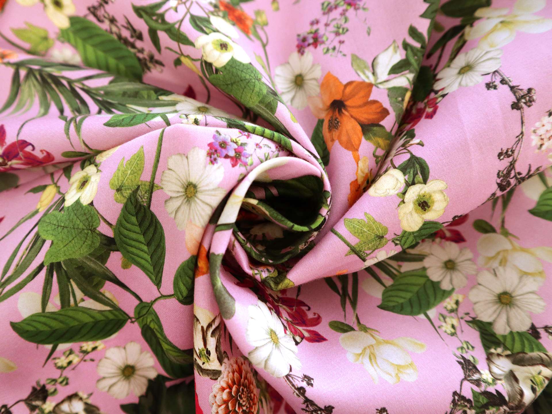 Cotton Sateen Lawn Tropical Floral Print 