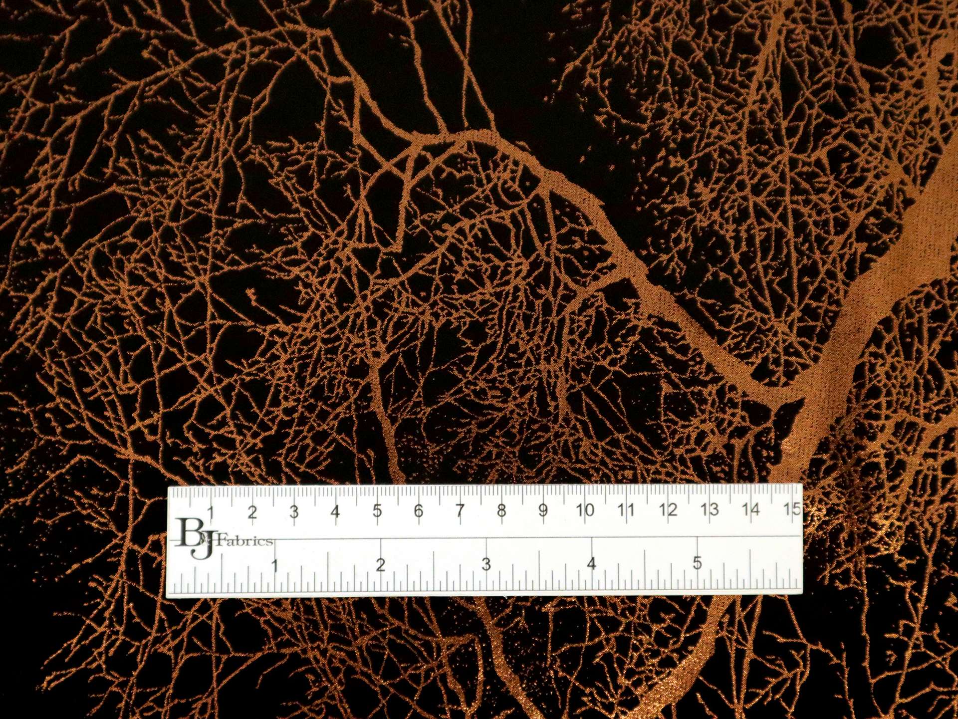 Polyester Chiffon with Copper Foil Tree Silhouettes