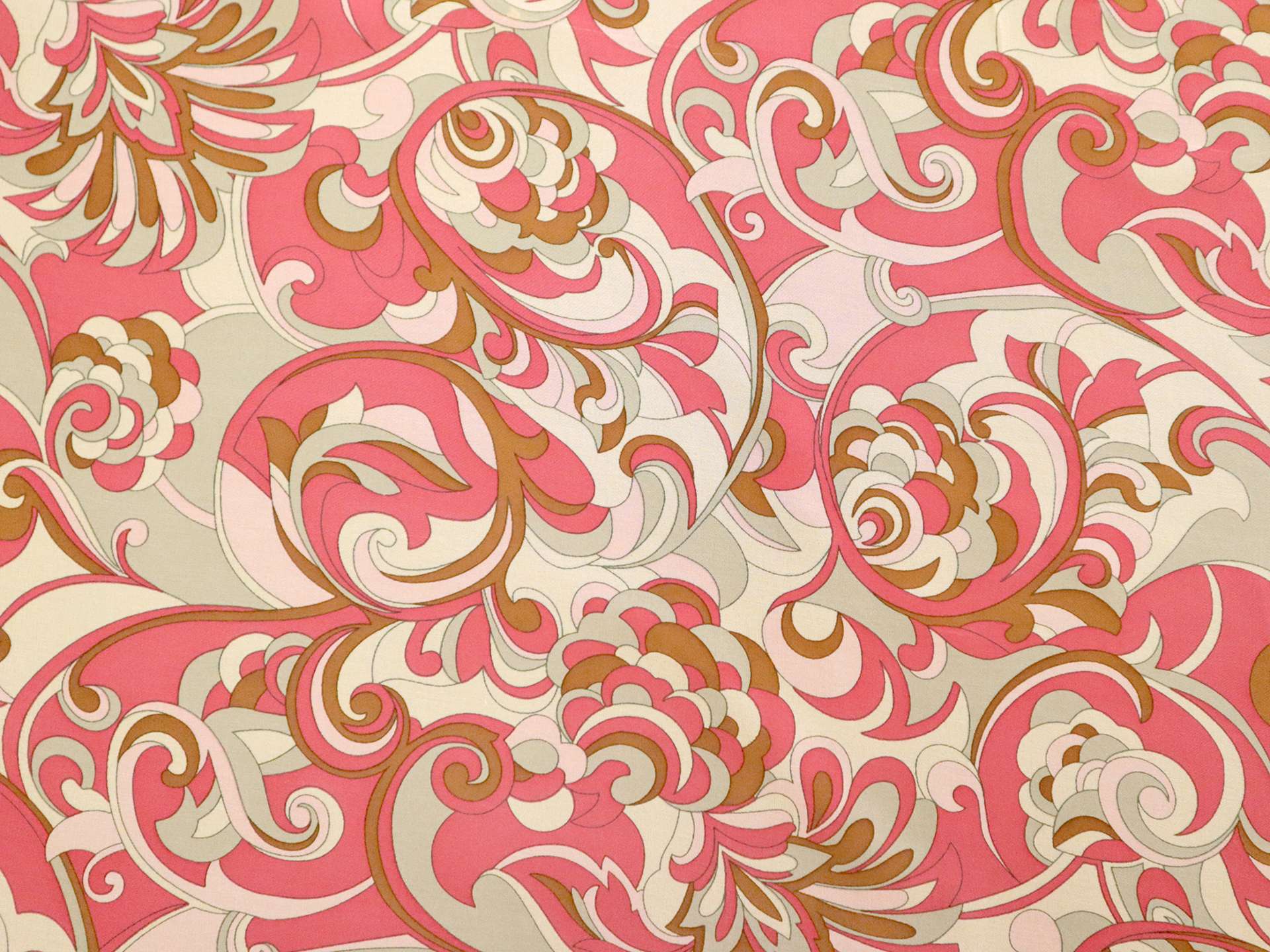 Printed Silk Chiffon Paisley On Yellow Pink Light Green Background