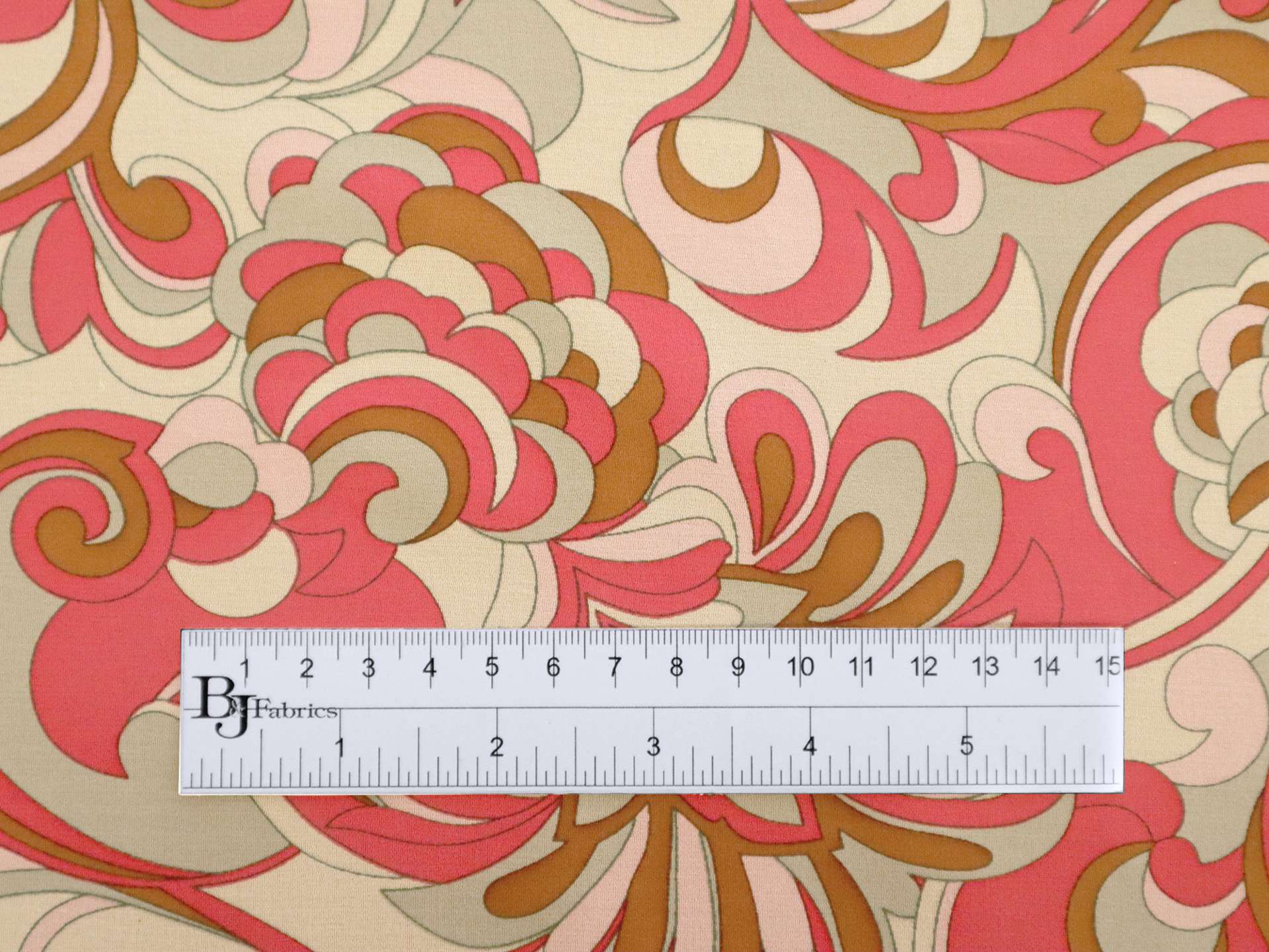 Printed Silk Chiffon Paisley On Yellow Pink Light Green Background