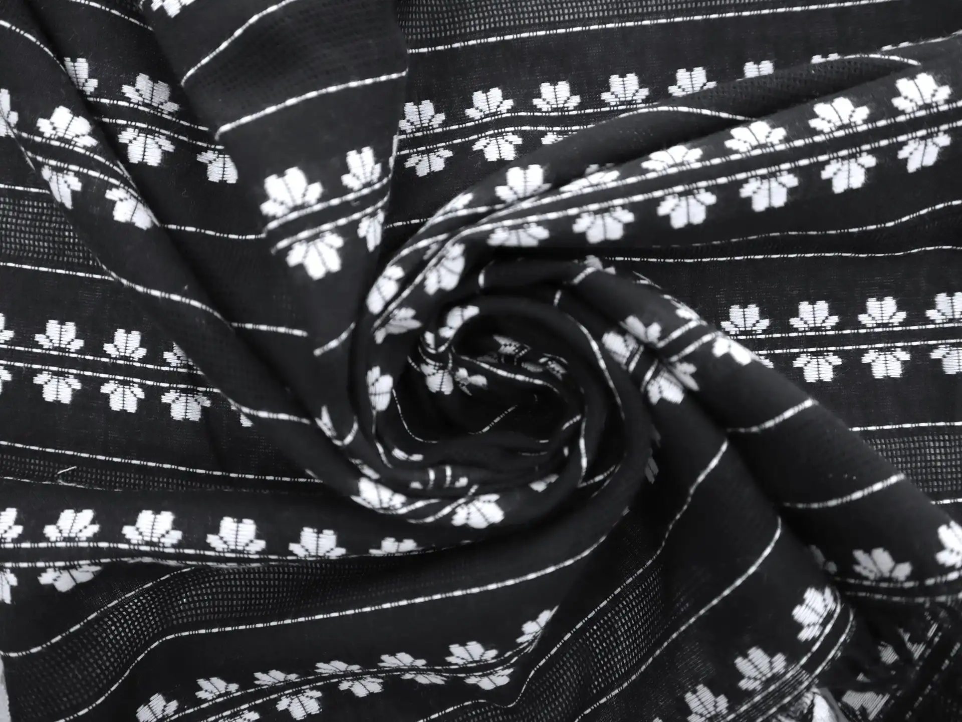Cotton Striped Novelty in Black and Off-White