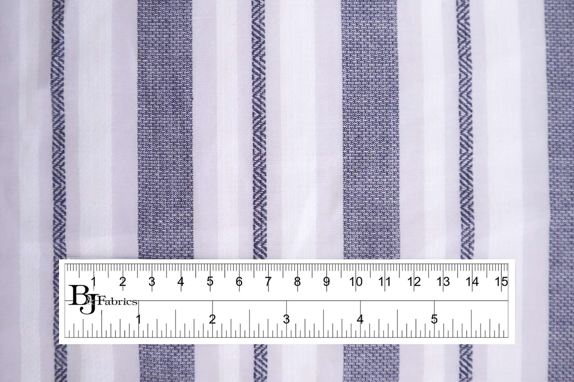 Cotton Novelty Stripe in White and Navy