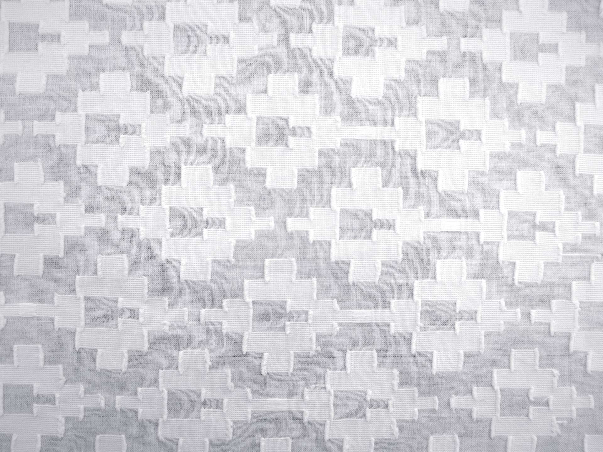 Cotton Novelty Fil Coupe in White with Geometric Pattern