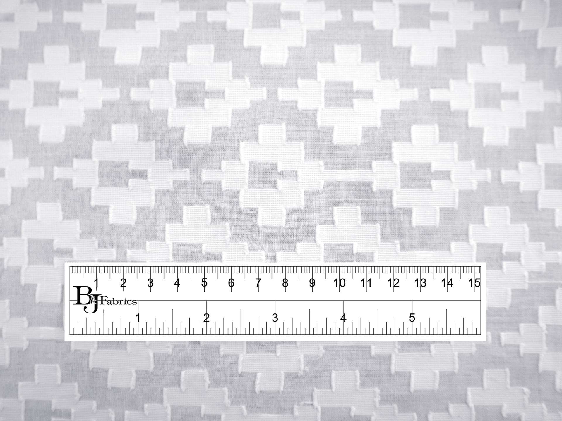 Cotton Novelty Fil Coupe in White with Geometric Pattern