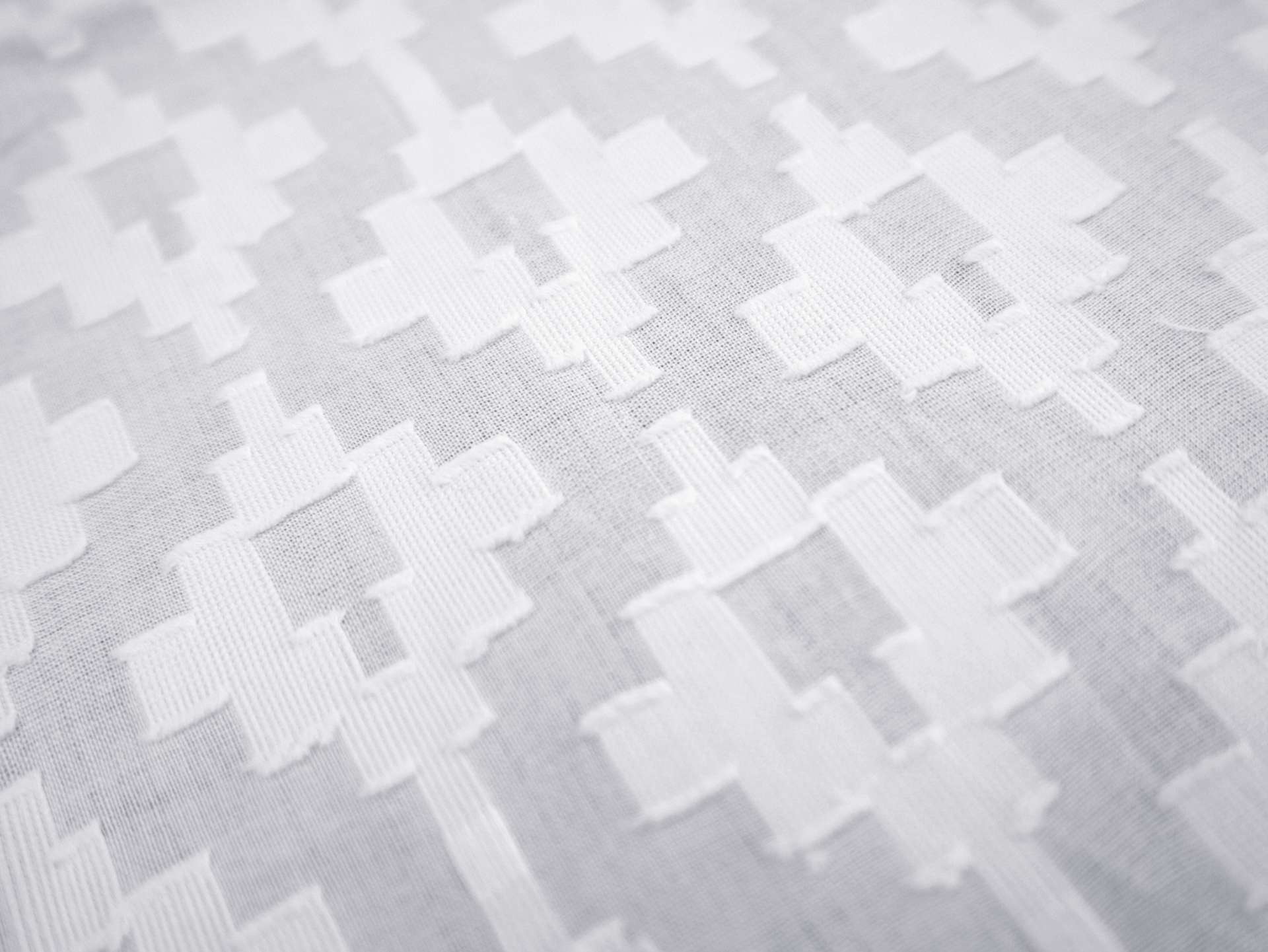 Cotton Novelty Fil Coupe in White with Geometric Pattern