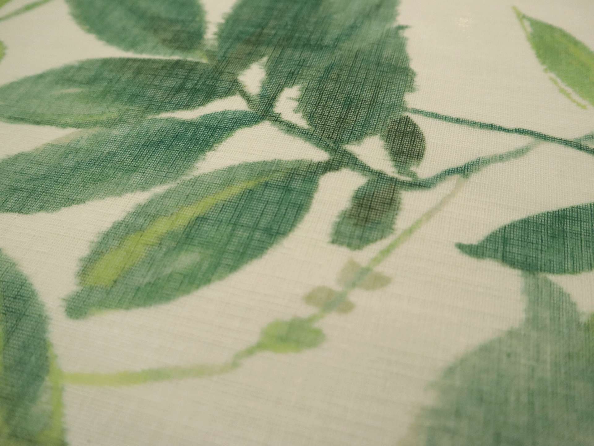 Polyester Gauze with Tropical Leaves Print 