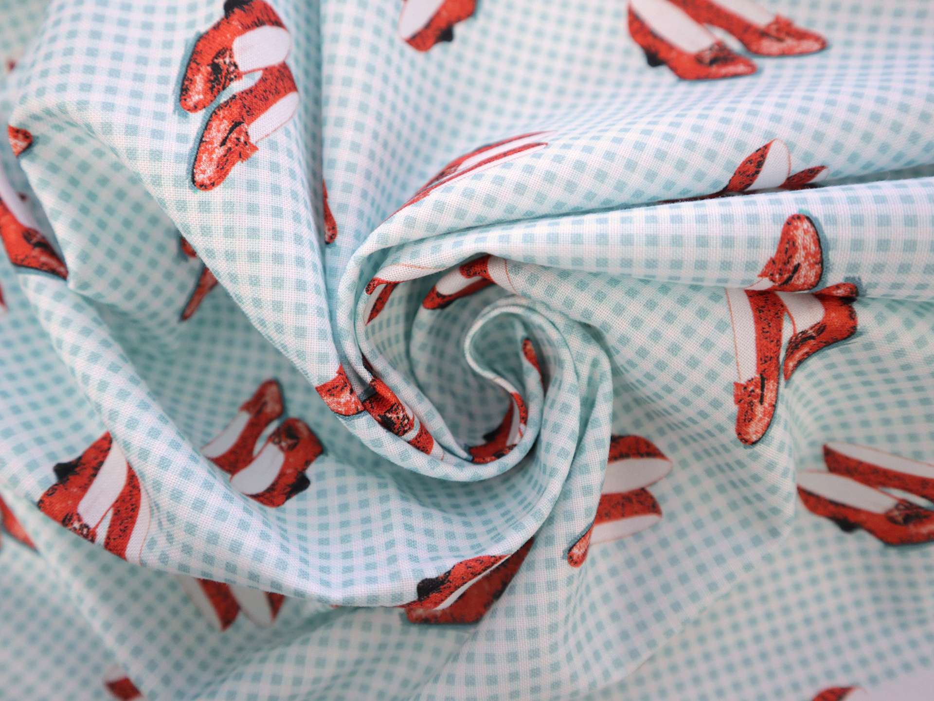Cotton Broadcloth with Dorothy's Slippers Print