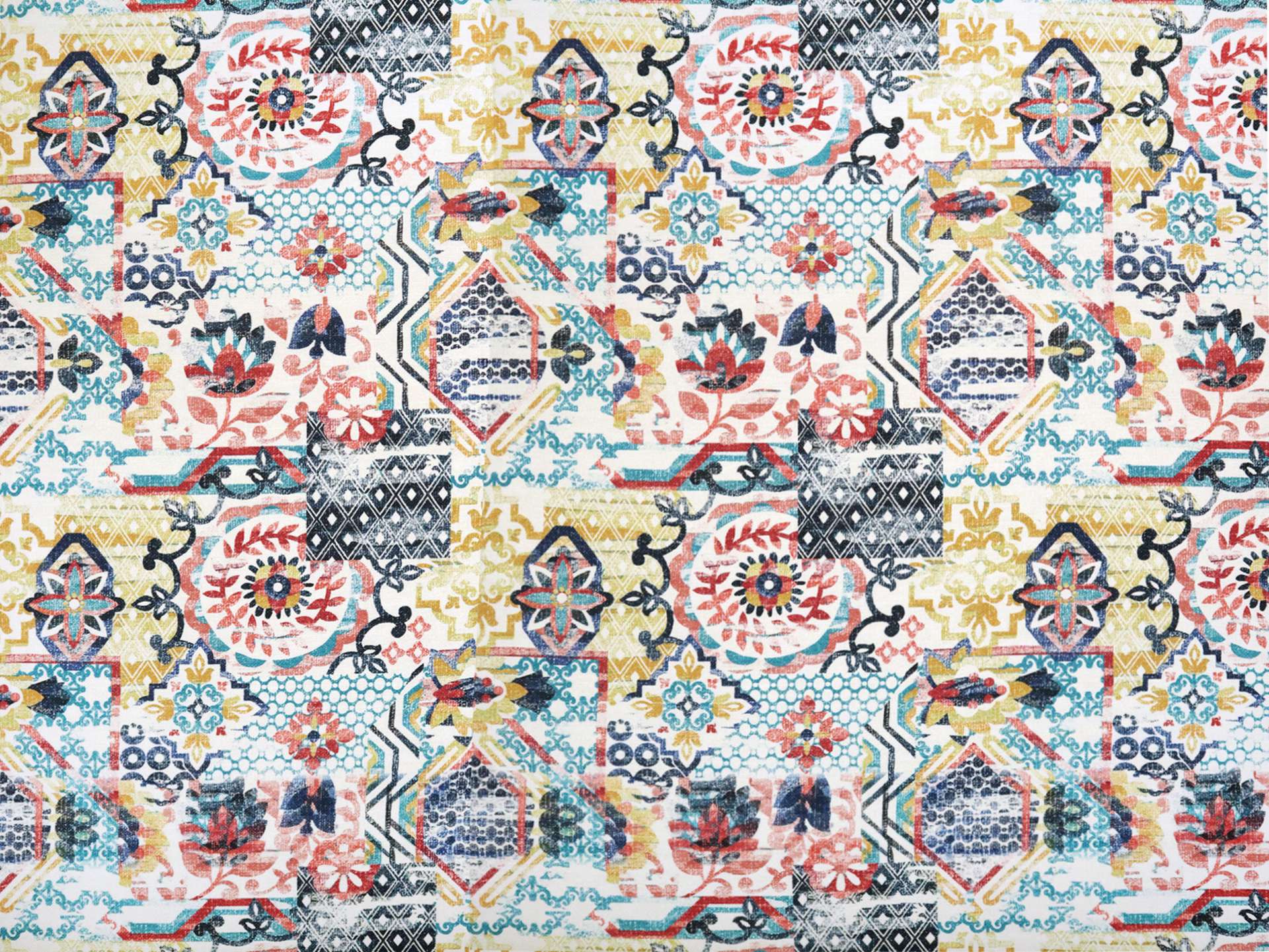 Upholstery with Mediterranean Tile Collage Print