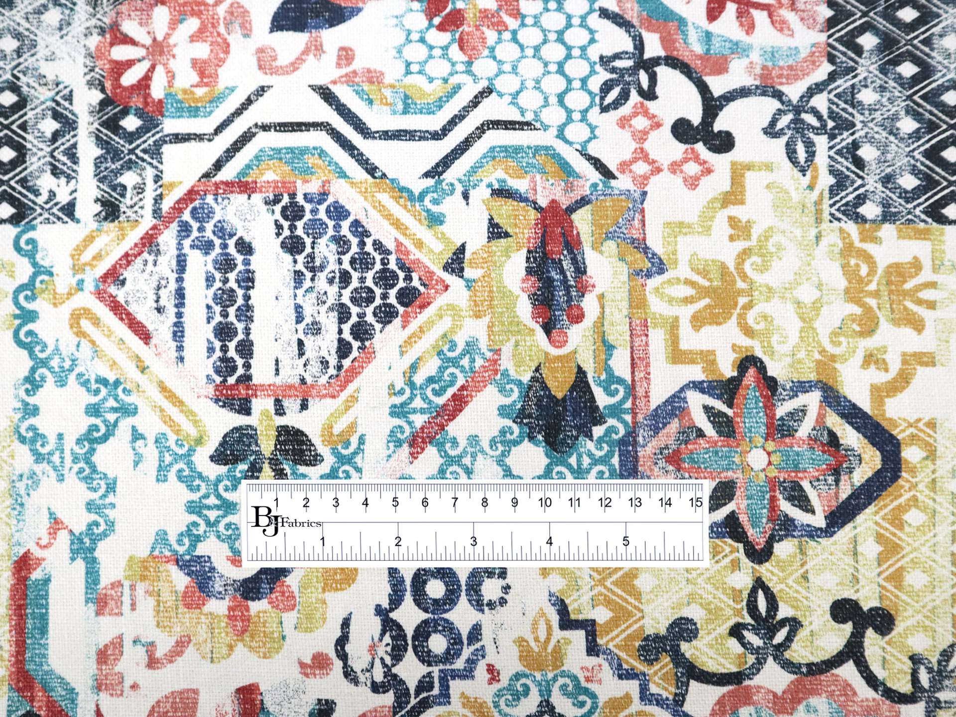 Upholstery with Mediterranean Tile Collage Print