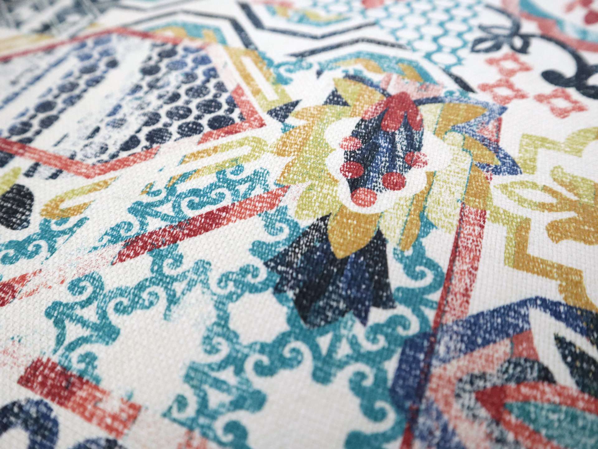 Upholstery with Mediterranean Tile Collage Print