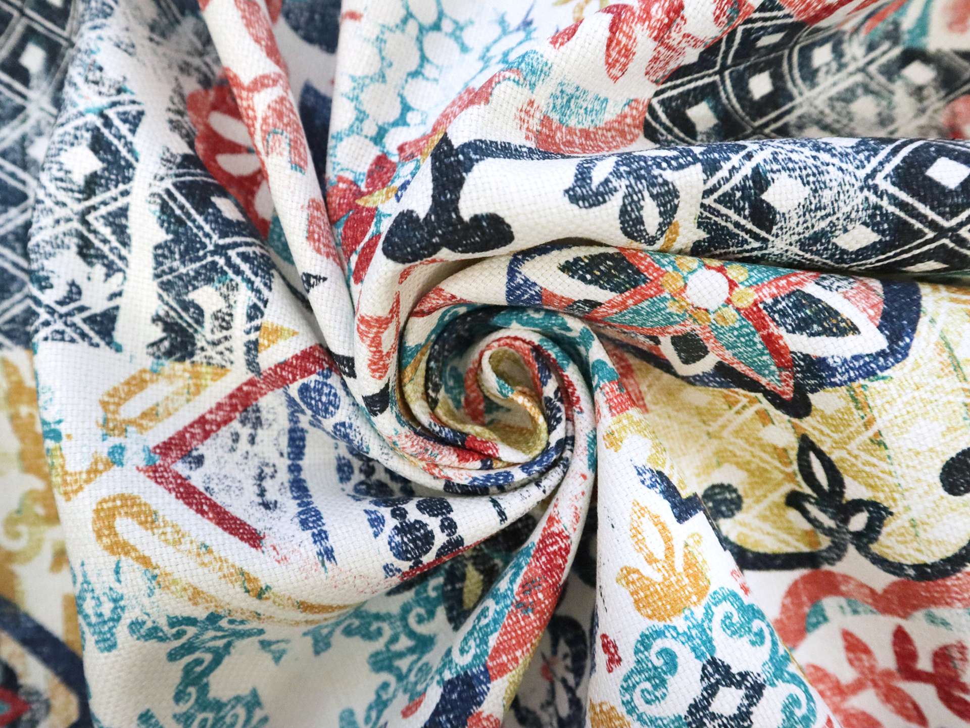 Upholstery with Mediterranean Tile Collage Print