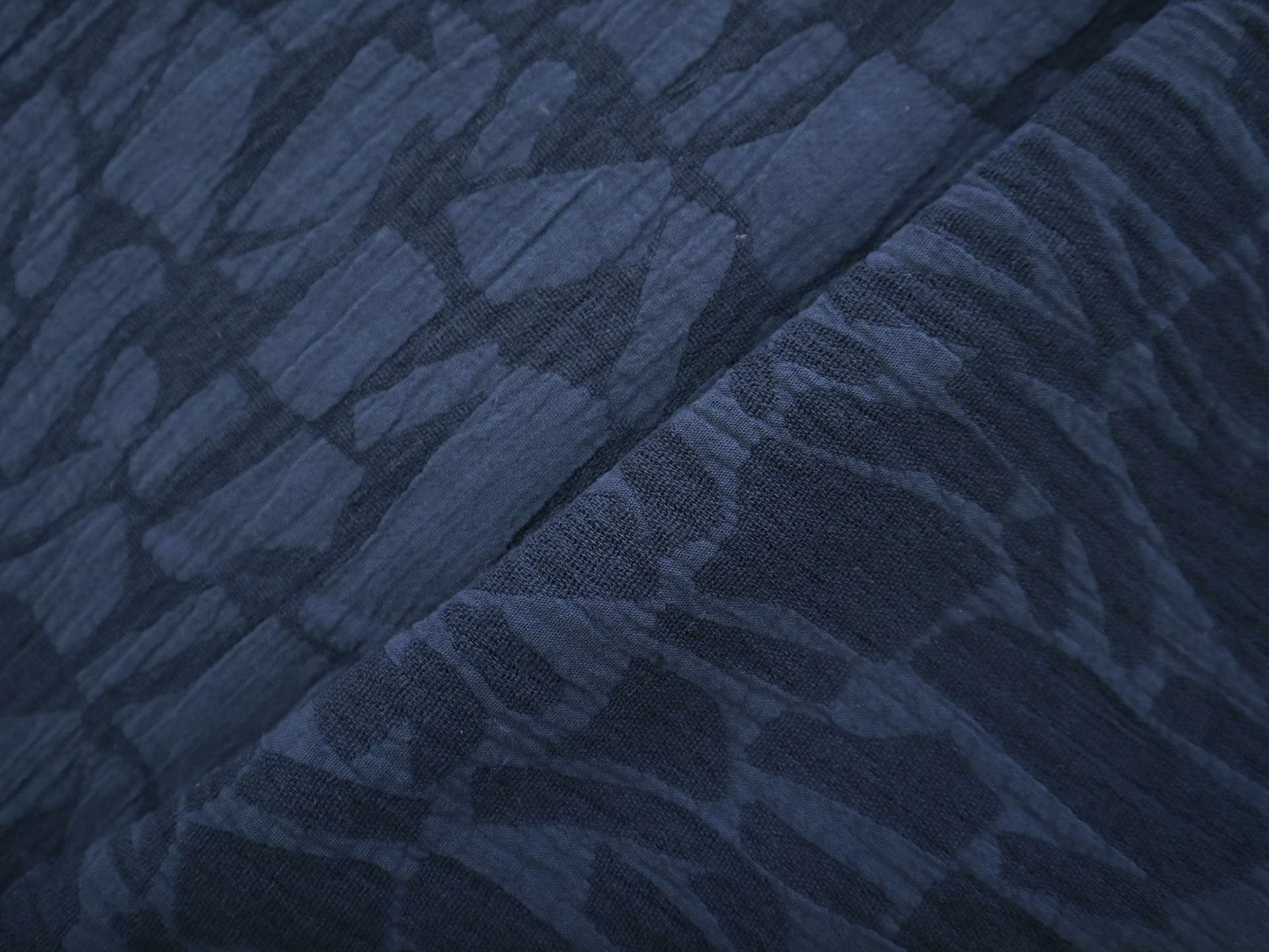 Cotton Blend Doublefaced Brocade in Navy