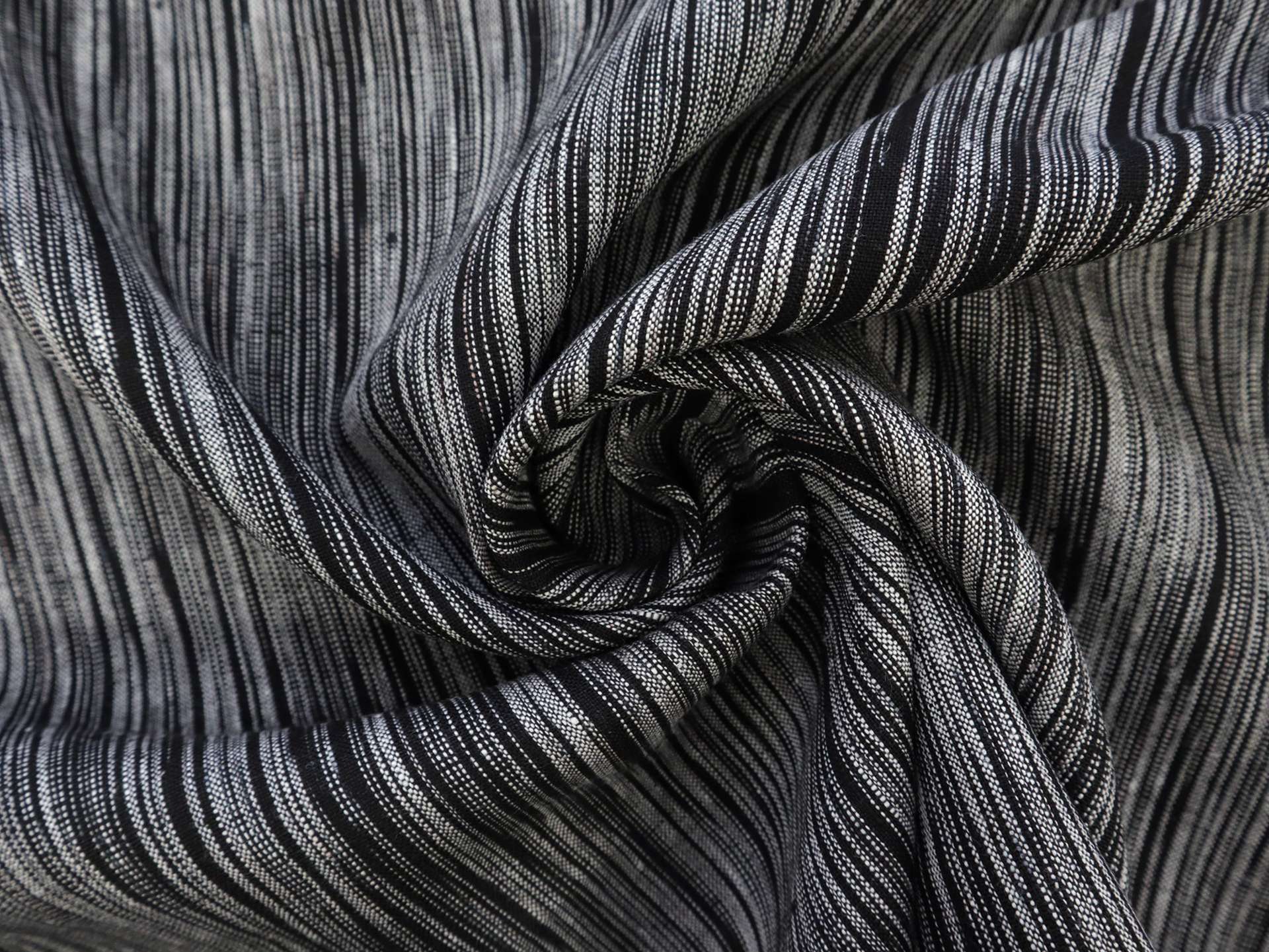 Woven Linen Novelty Stripe in Phantom Black