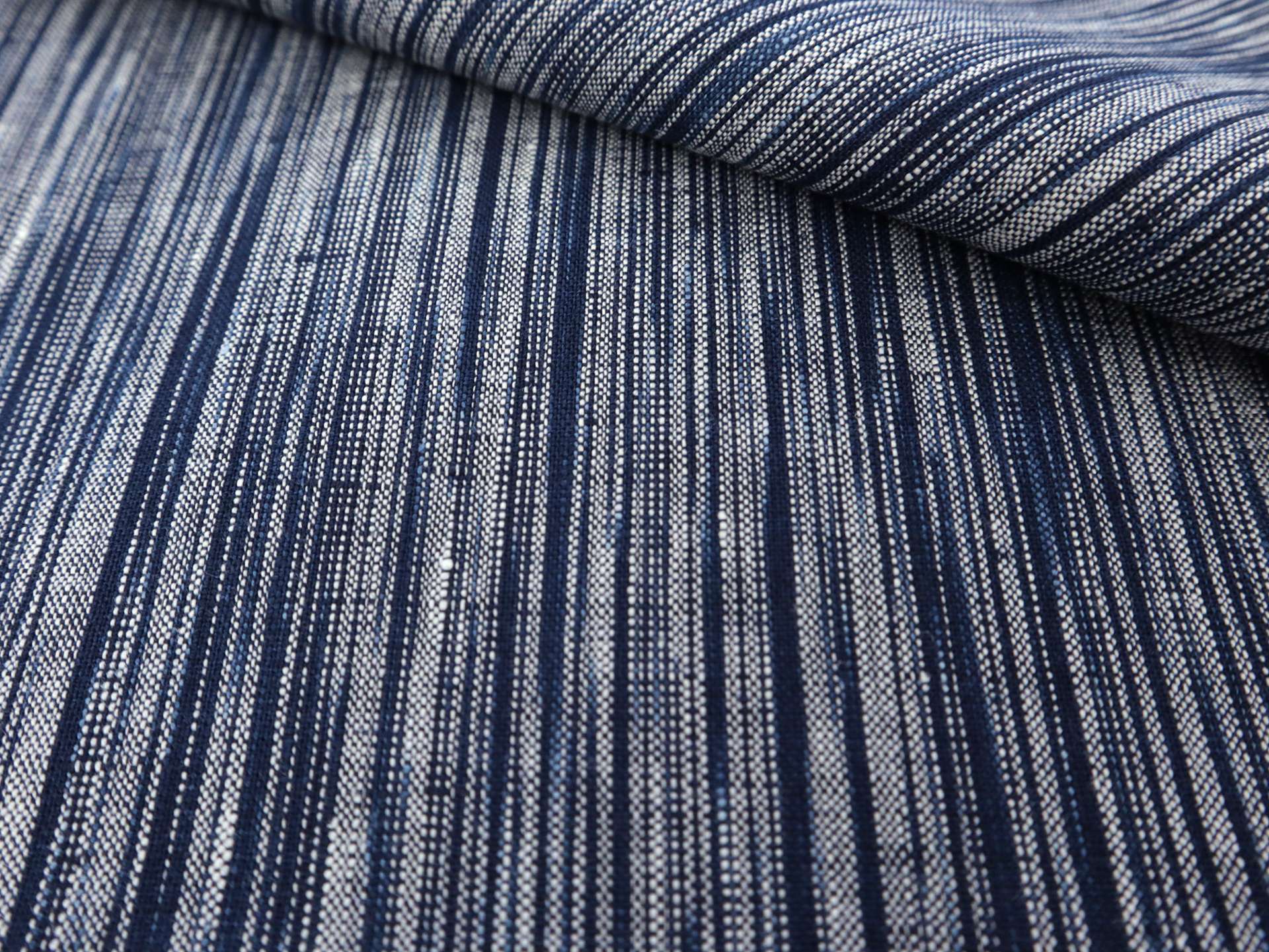 Woven Linen Novelty Stripe in Zenith Blue