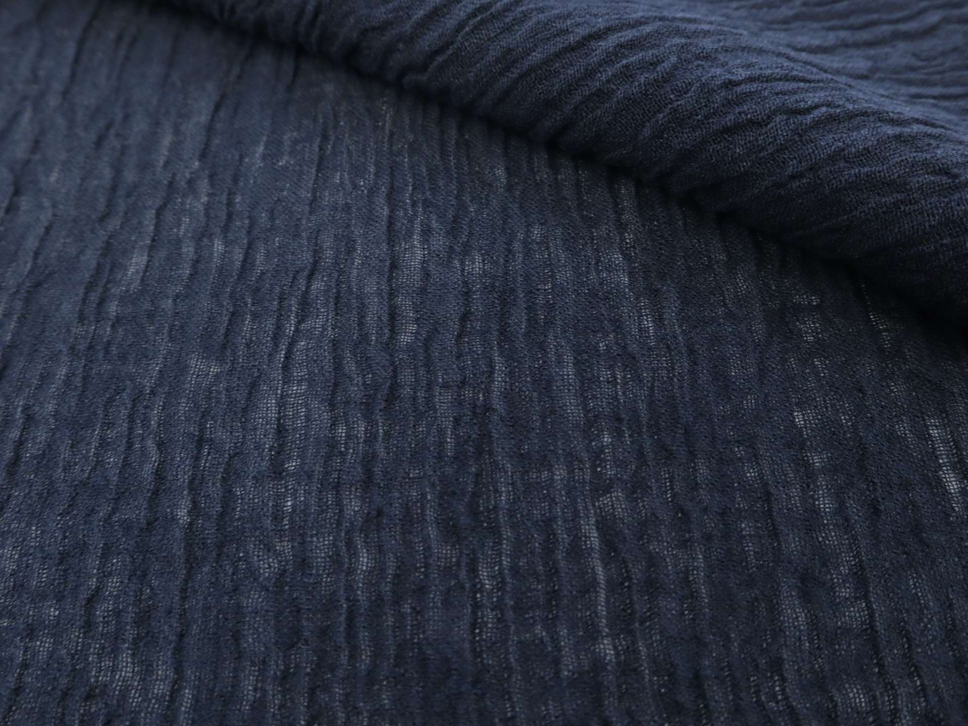 Crinkled Linen Gauze in Navy