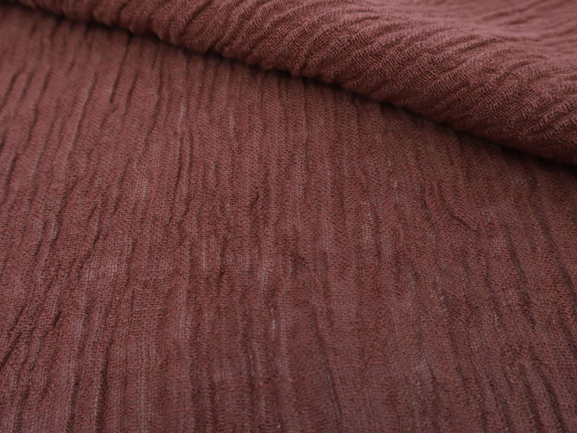 Crinkled Linen Gauze in Dark Terracotta