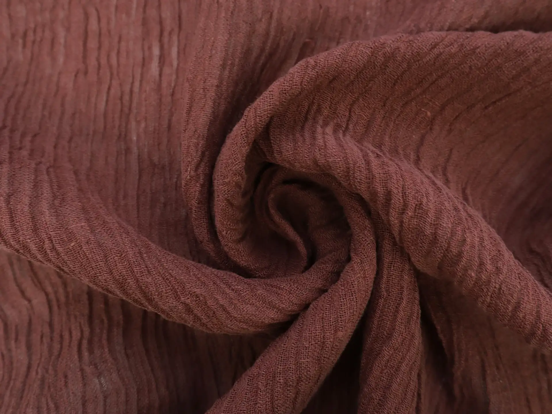 Crinkled Linen Gauze in Dark Terracotta
